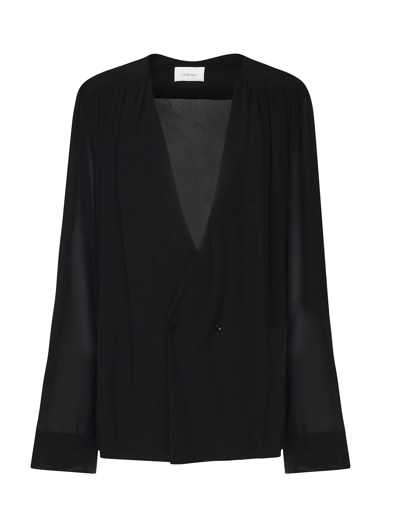 Shop Saint Laurent Camicia In Satin In Black