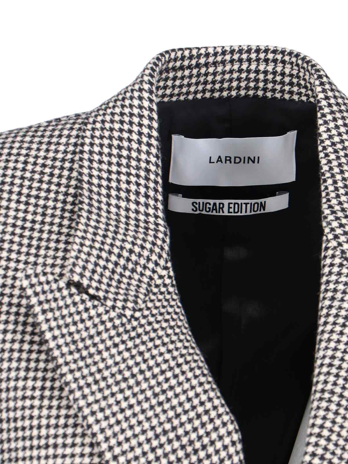 Lardini Double-breasted Houndstooth Blazer With Metal Logo Detail In Gray