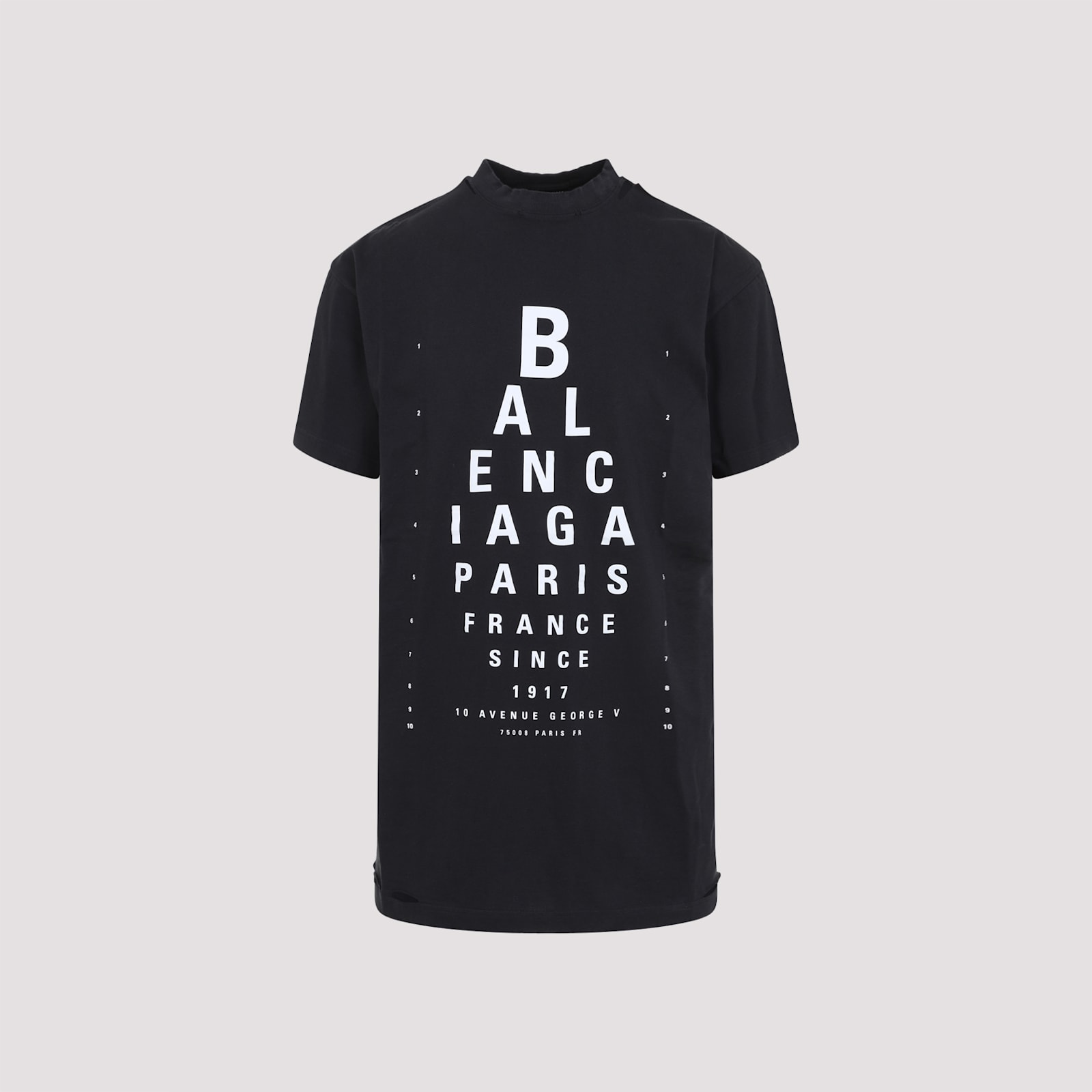 Balenciaga High Neck Black Tee With Contrasting Text