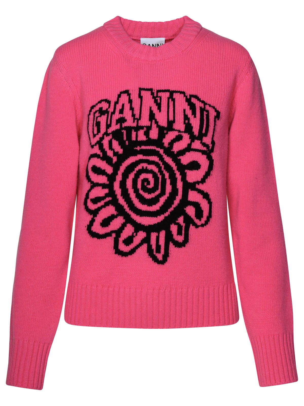 Shop Ganni Fuchsia Wool Blend Sweater