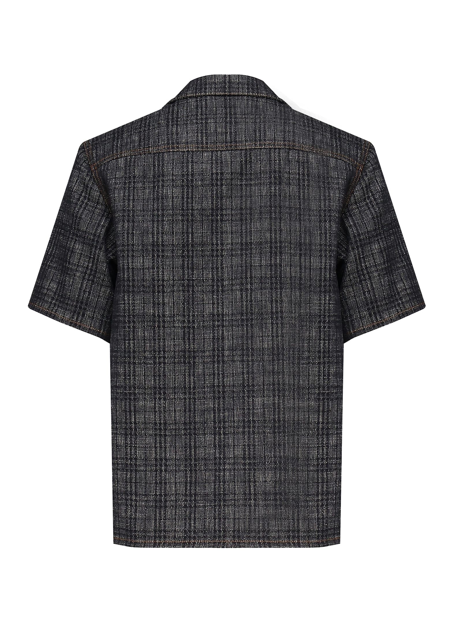 Burberry Mens Spread-collar Cotton Denim Shirt Indigo Ip Check Xs In Gray