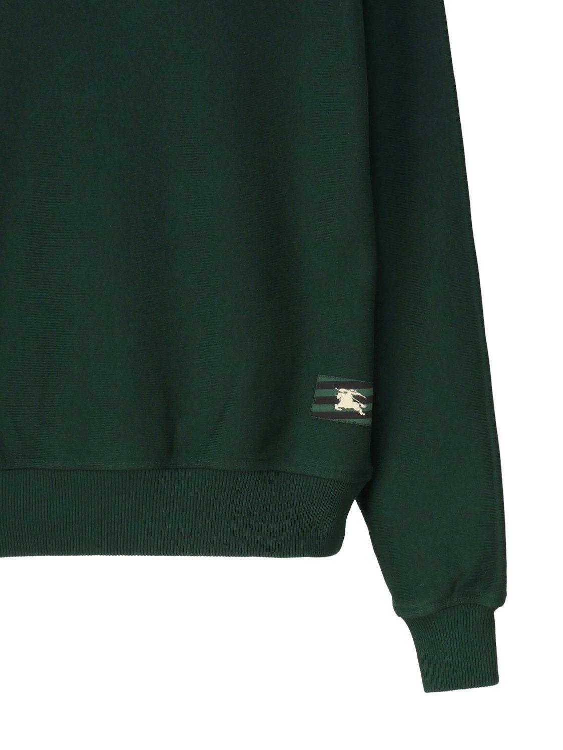 Shop Burberry Logo Embroidered Ribbed Sweatshirt In Ivy