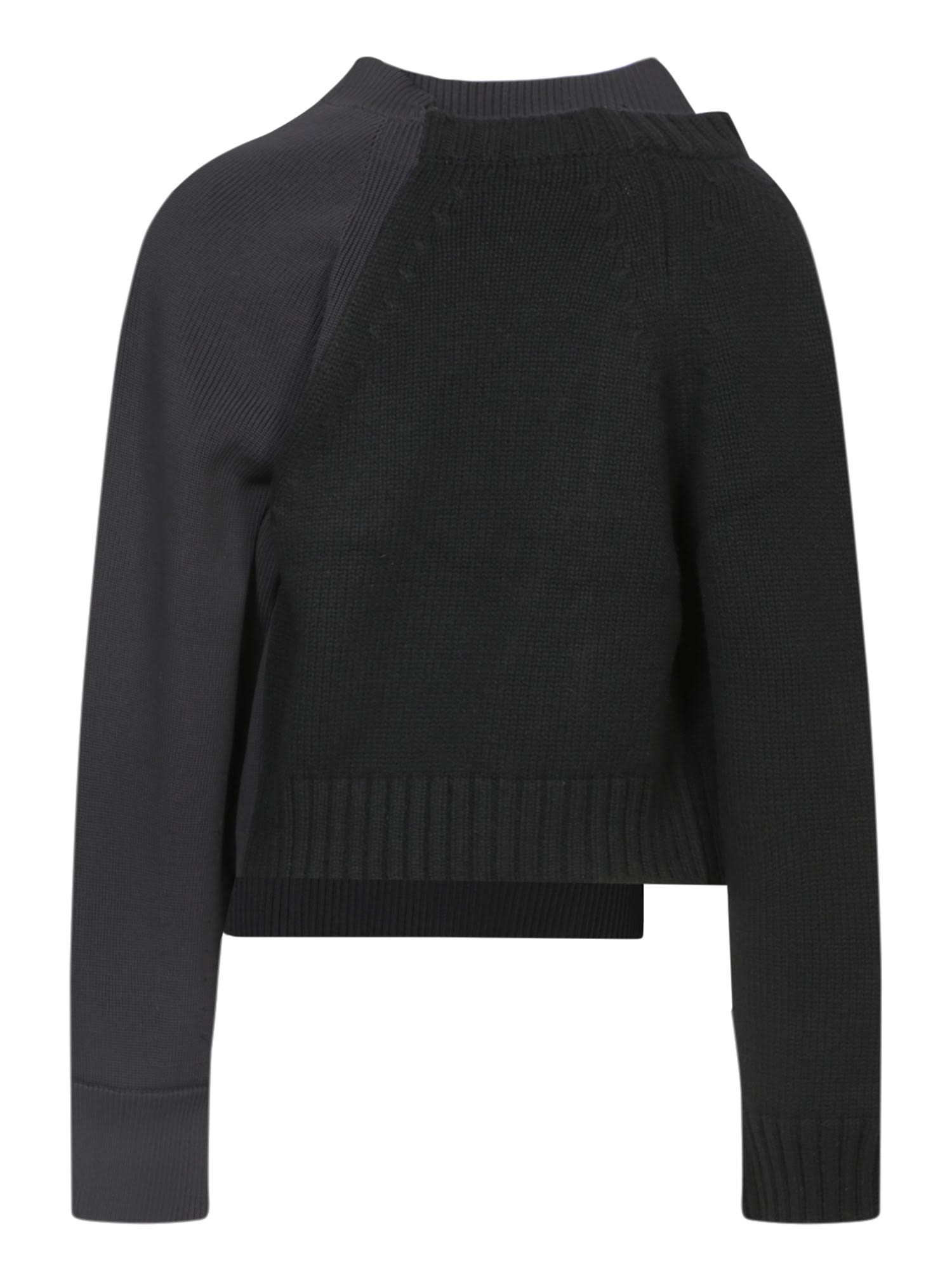 Shop Sacai Black Knit Zip Cardigan