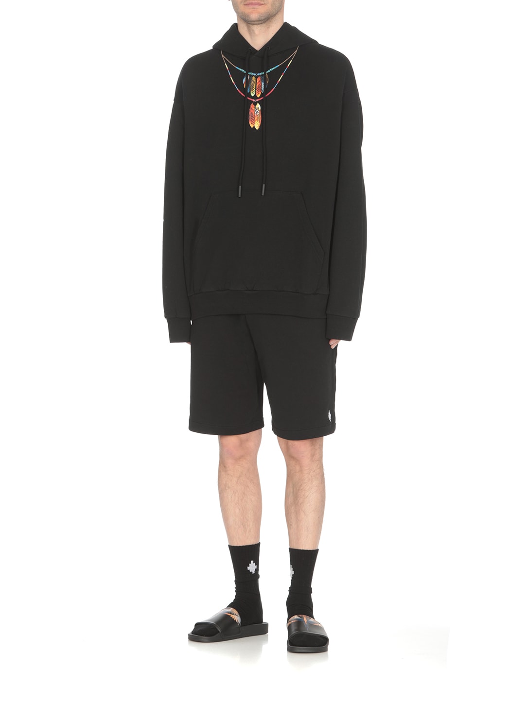 Shop Marcelo Burlon County Of Milan Feathers Necklace Hoodie In Black