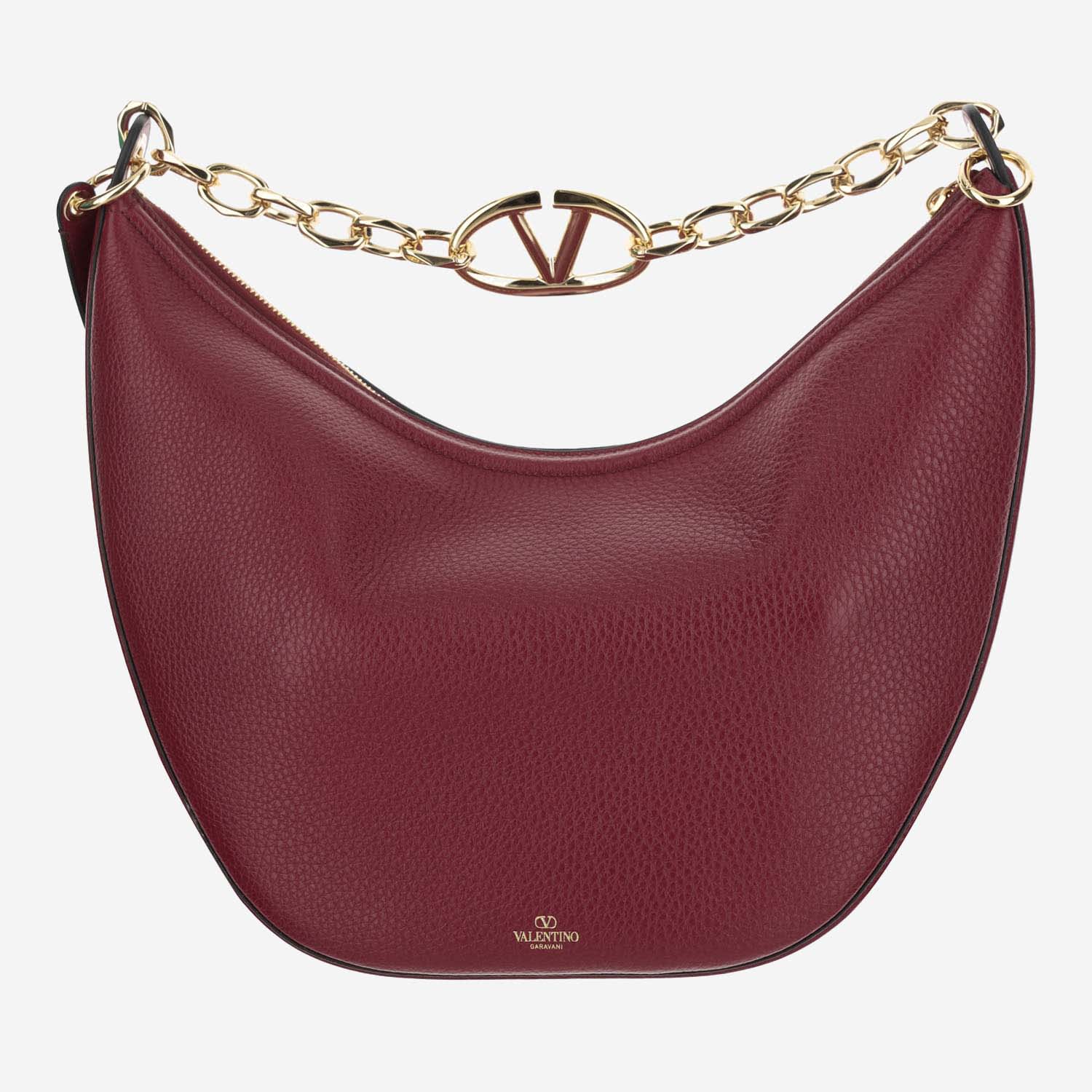 Shop Valentino Medium Hobo Vlogo Moon Bag Leather In Red