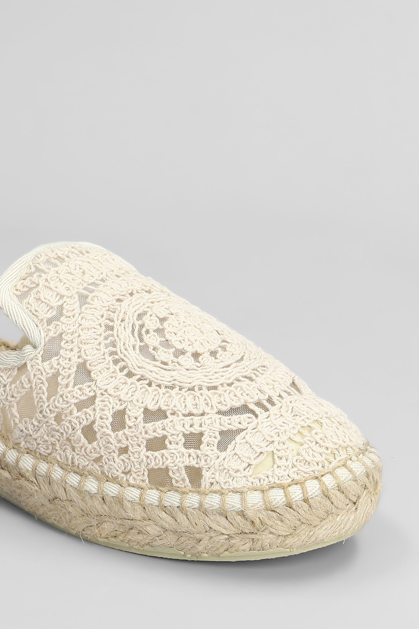 Mc2 Saint Barth Isa Macrame Slipper-mule In Beige Canvas In Neutral
