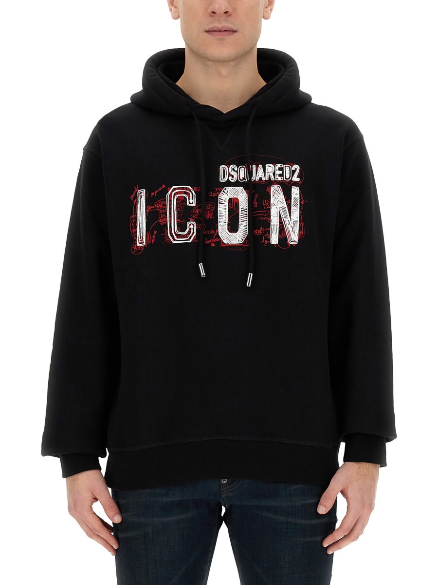 Shop Dsquared2 Icon Scribble Cool Fit Sweatshirt In Black