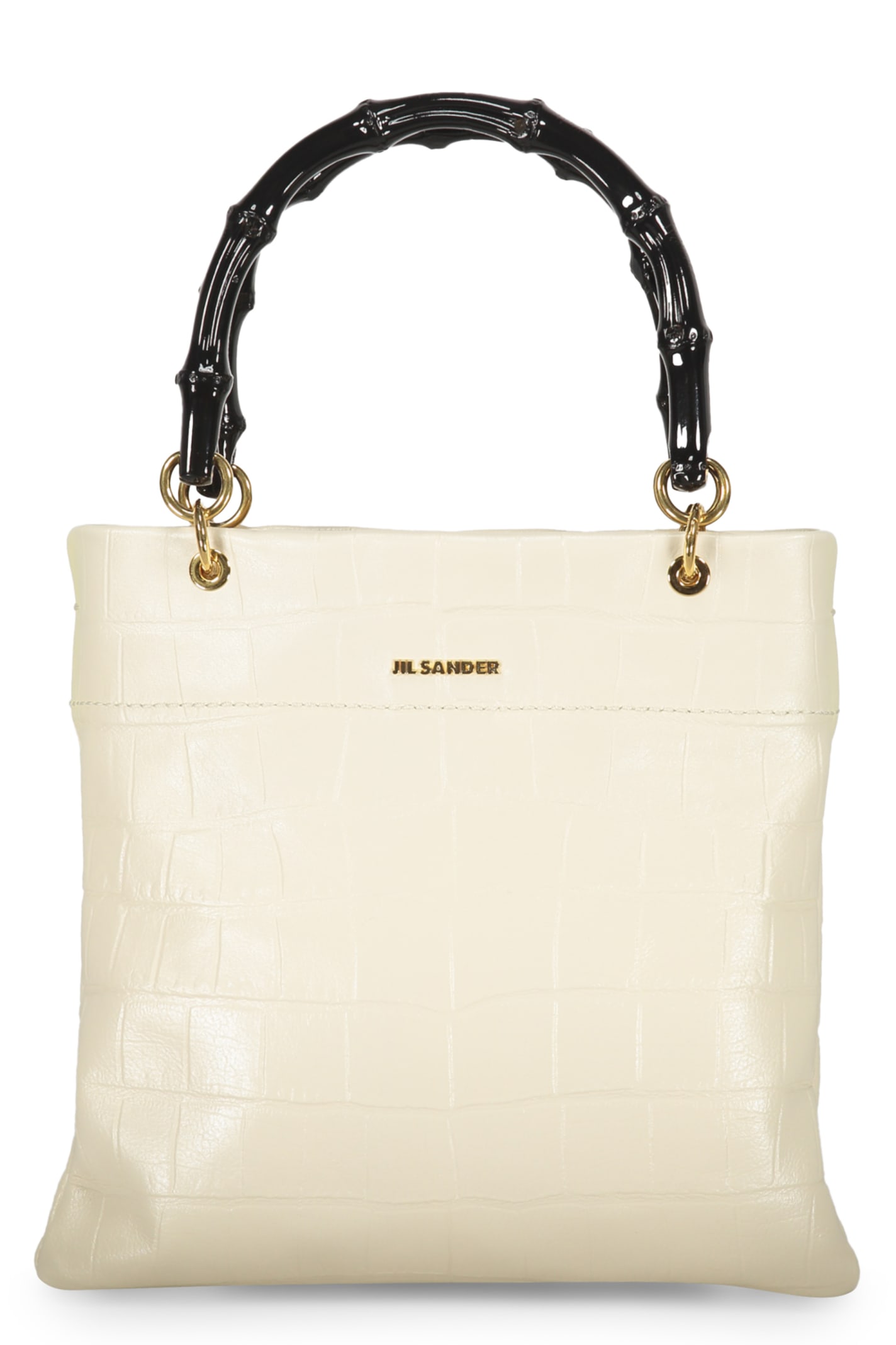 Shop Jil Sander Mini Leather Tote Bag In Ecru