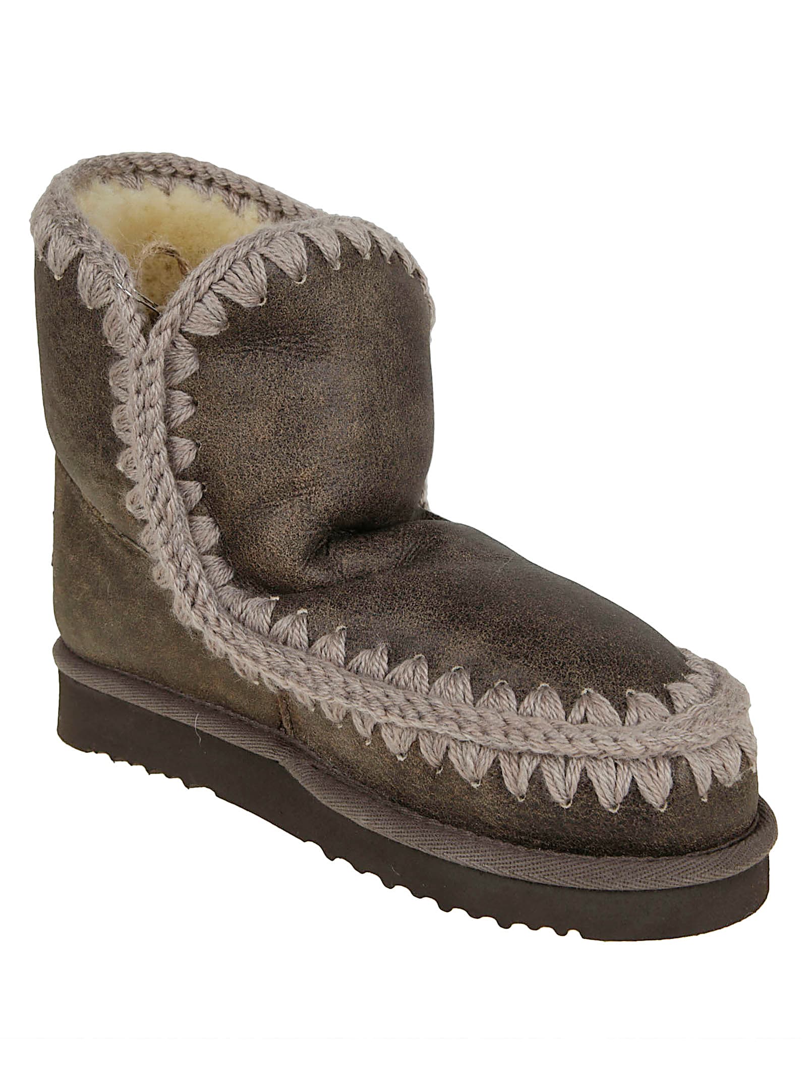 Mou Crochet-trim Boots In Brown