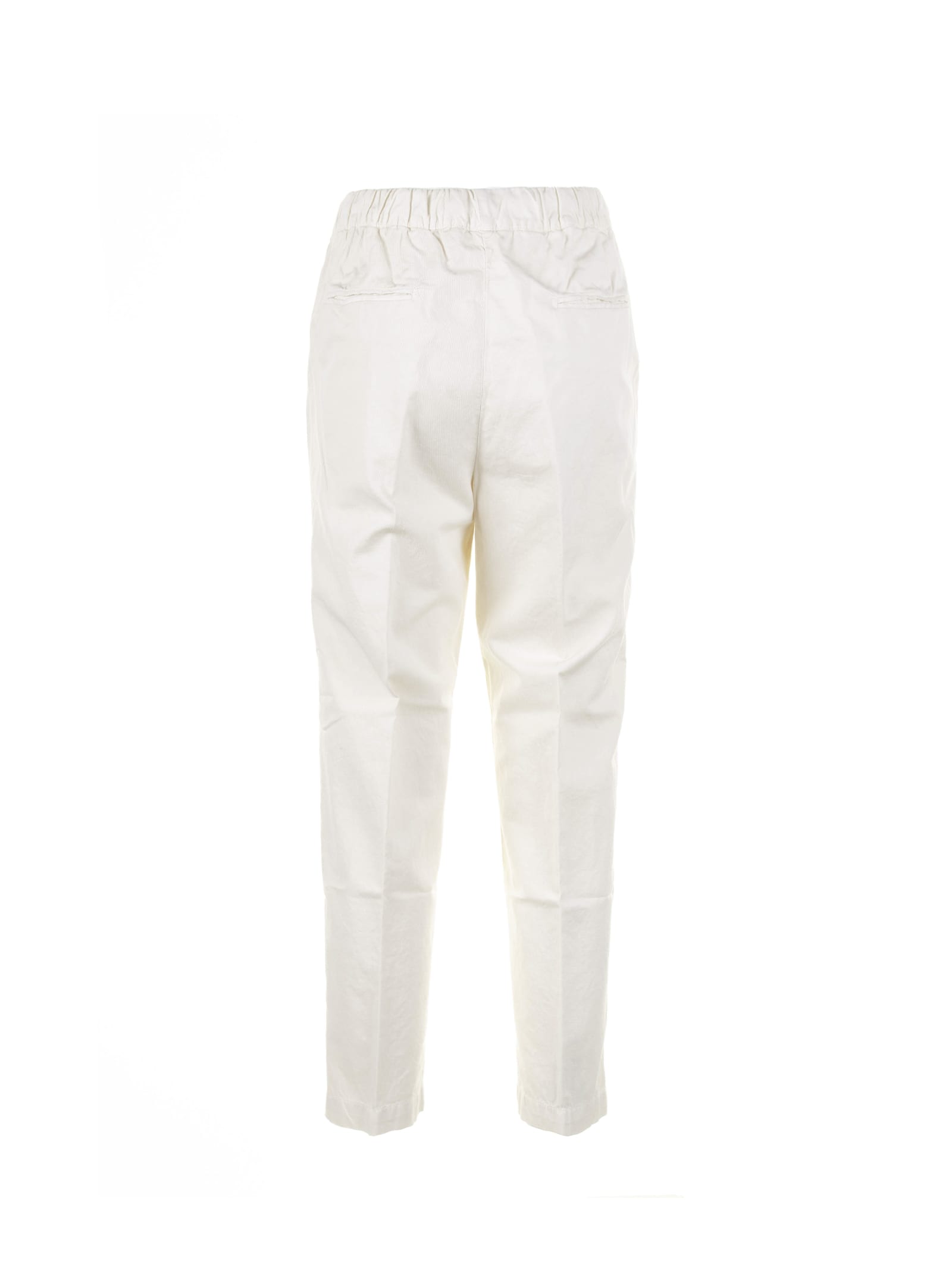 Shop Myths White High-waisted Trousers With Drawstring In Off White
