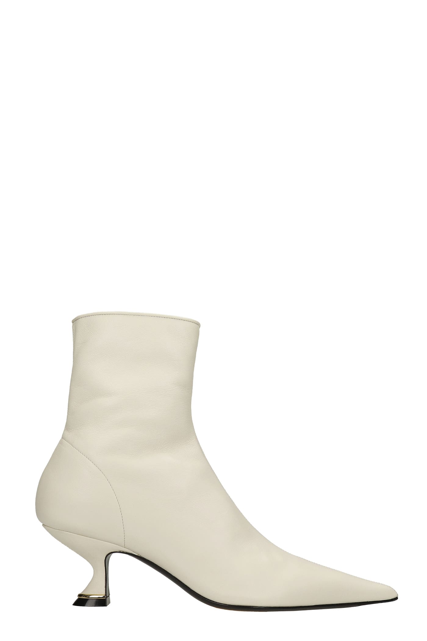 Lanvin Rita High Heels Ankle Boots In White Leather