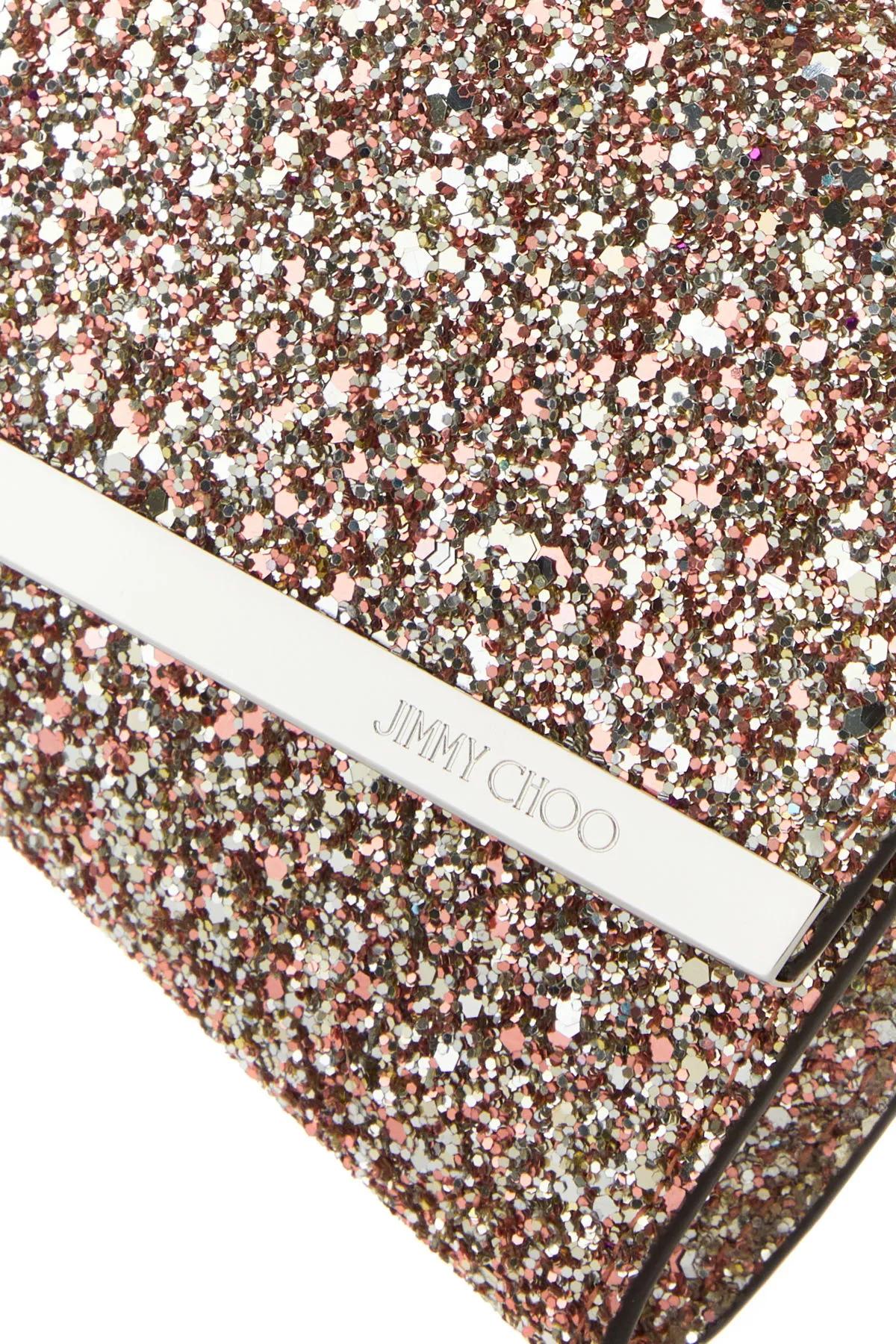 Shop Jimmy Choo Embellished Fabric Emmie Clutch In Pink