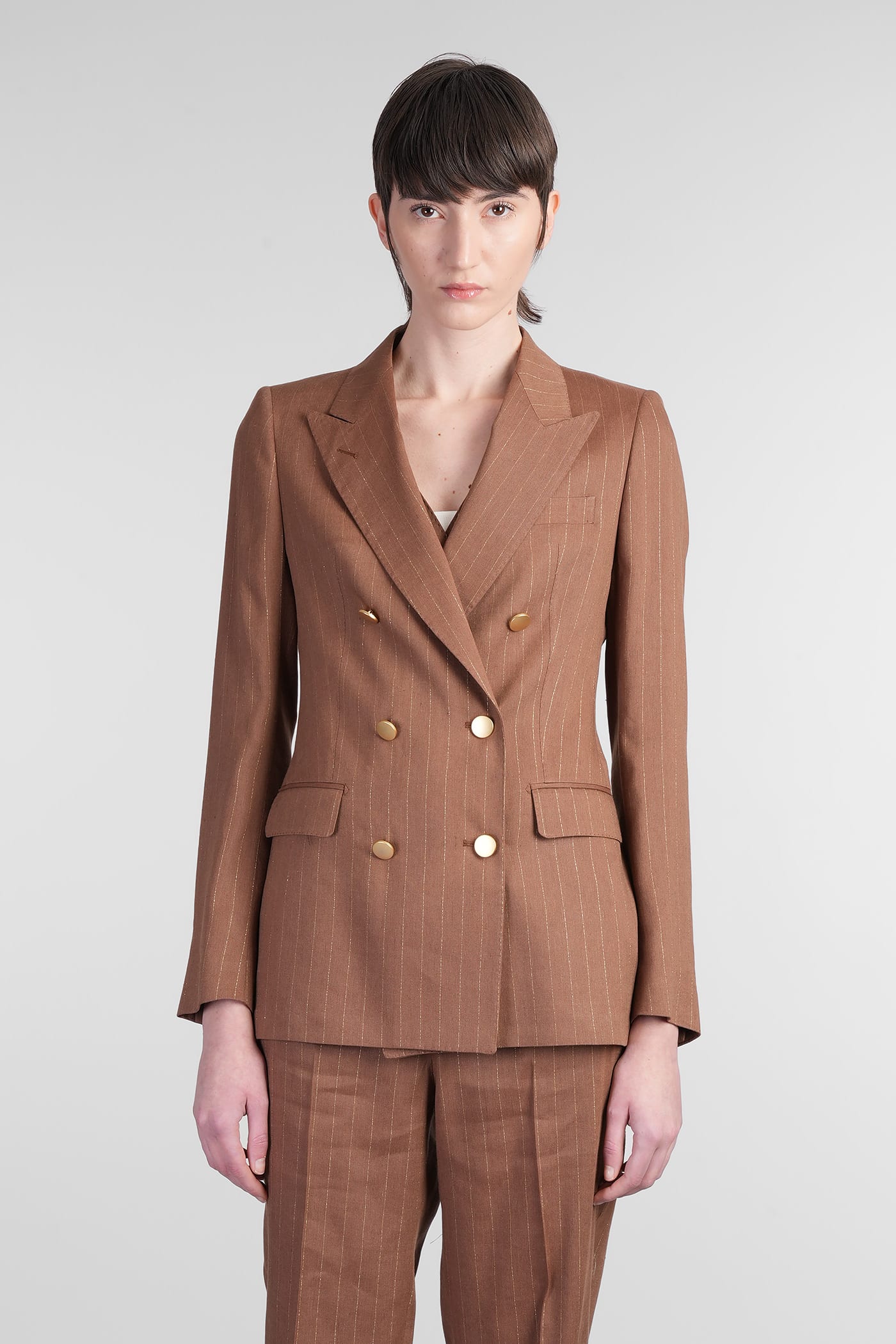 Tagliatore 0205 T-parigi10bad In Brown Silk