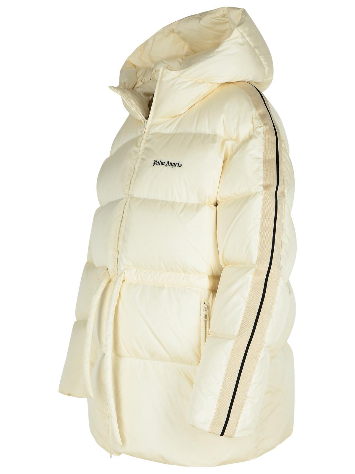 Shop Palm Angels Cream Polyamide Down Jacket In Off White