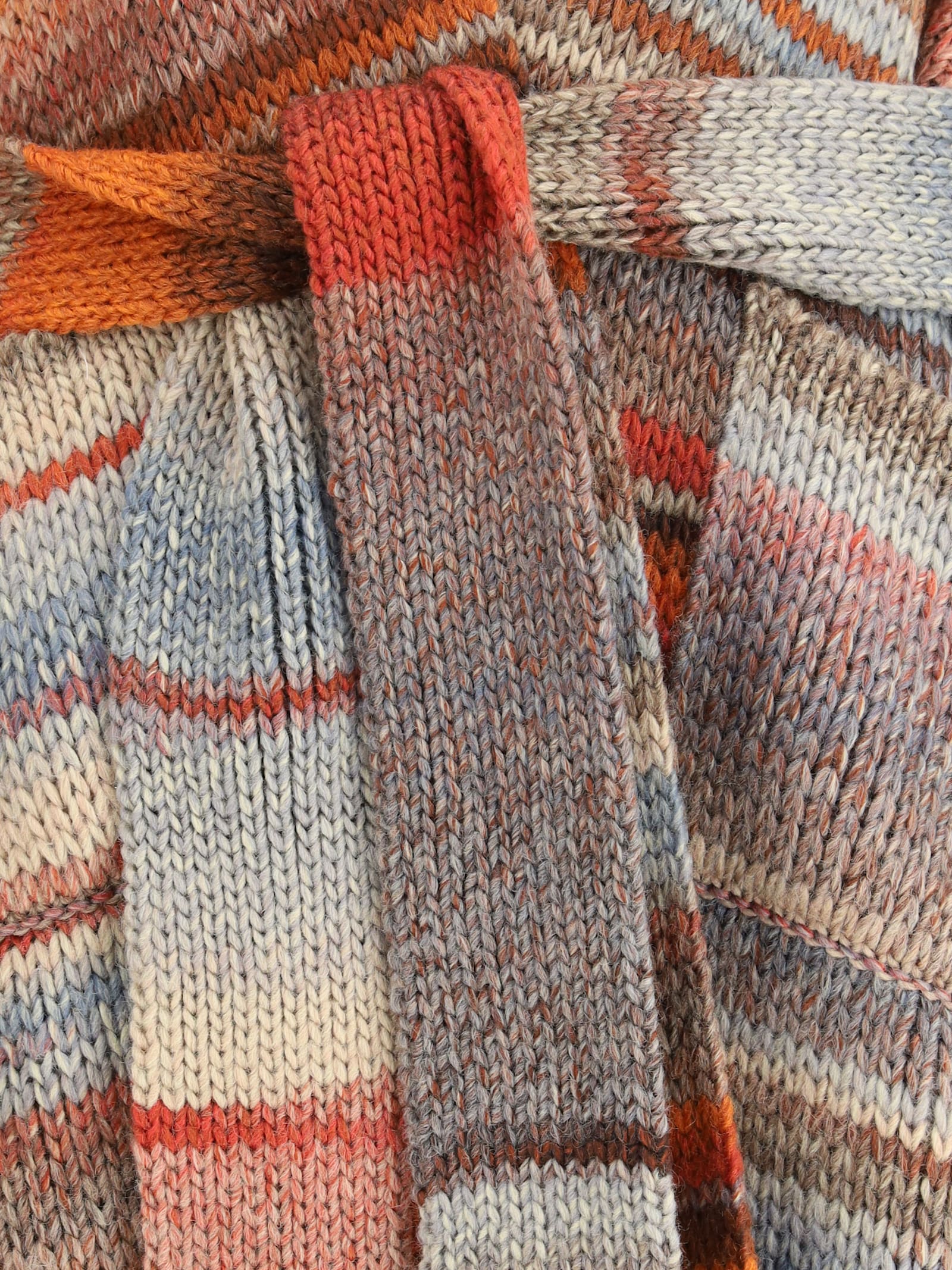 Ella Long Belted Sweater In Multi