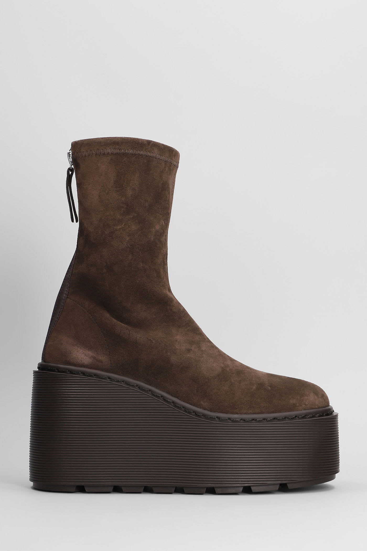 Vic Matié Magnifico 350 High Heels Ankle Boots In Brown Suede