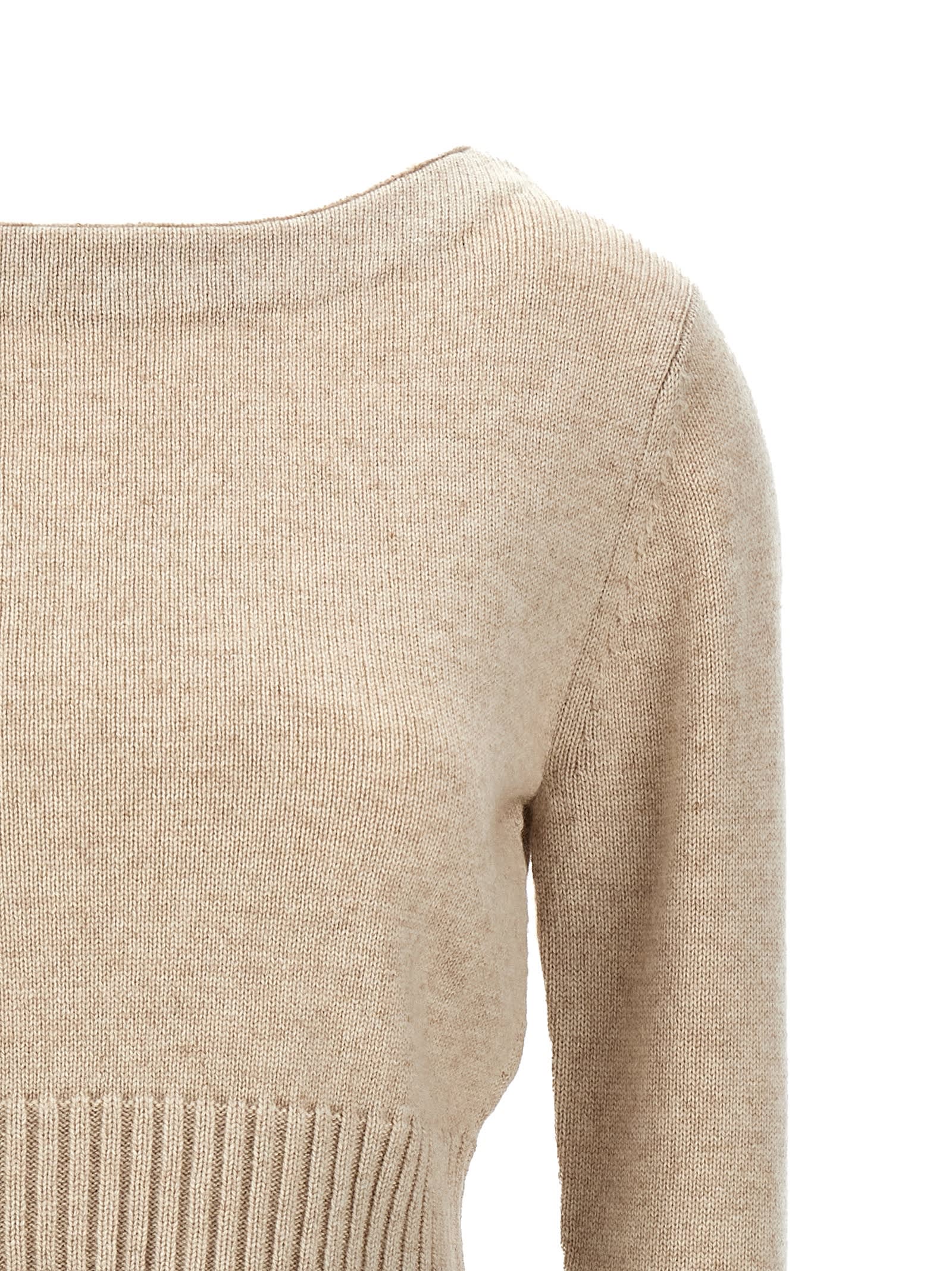 Max Mara Cropped Knitted Top In Beige
