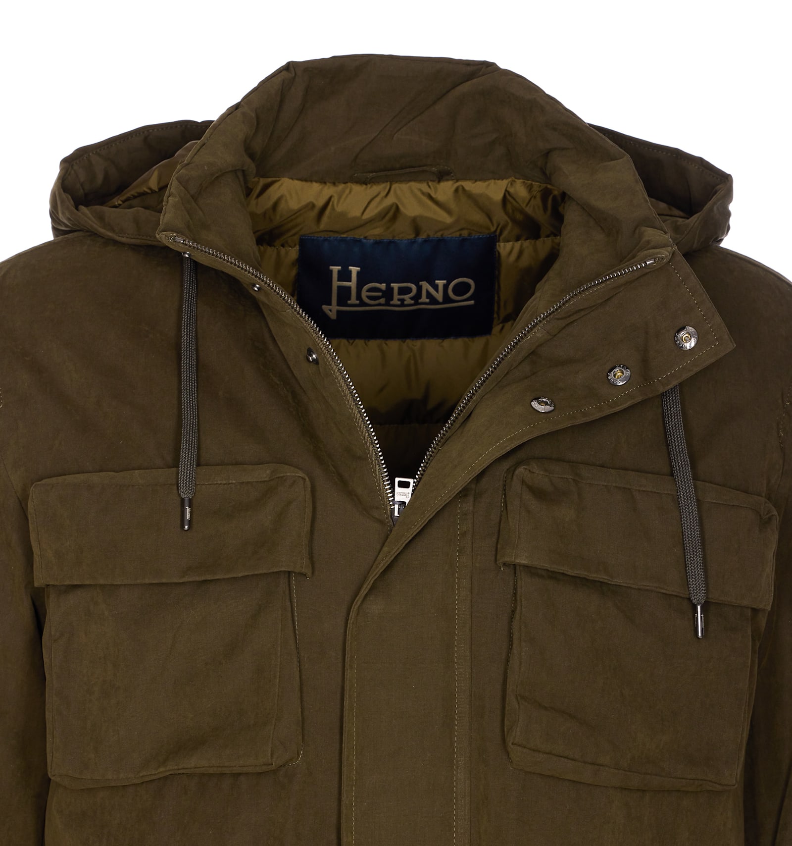 Herno Long Sleeve Hooded Padded Parka Jacket In Brown
