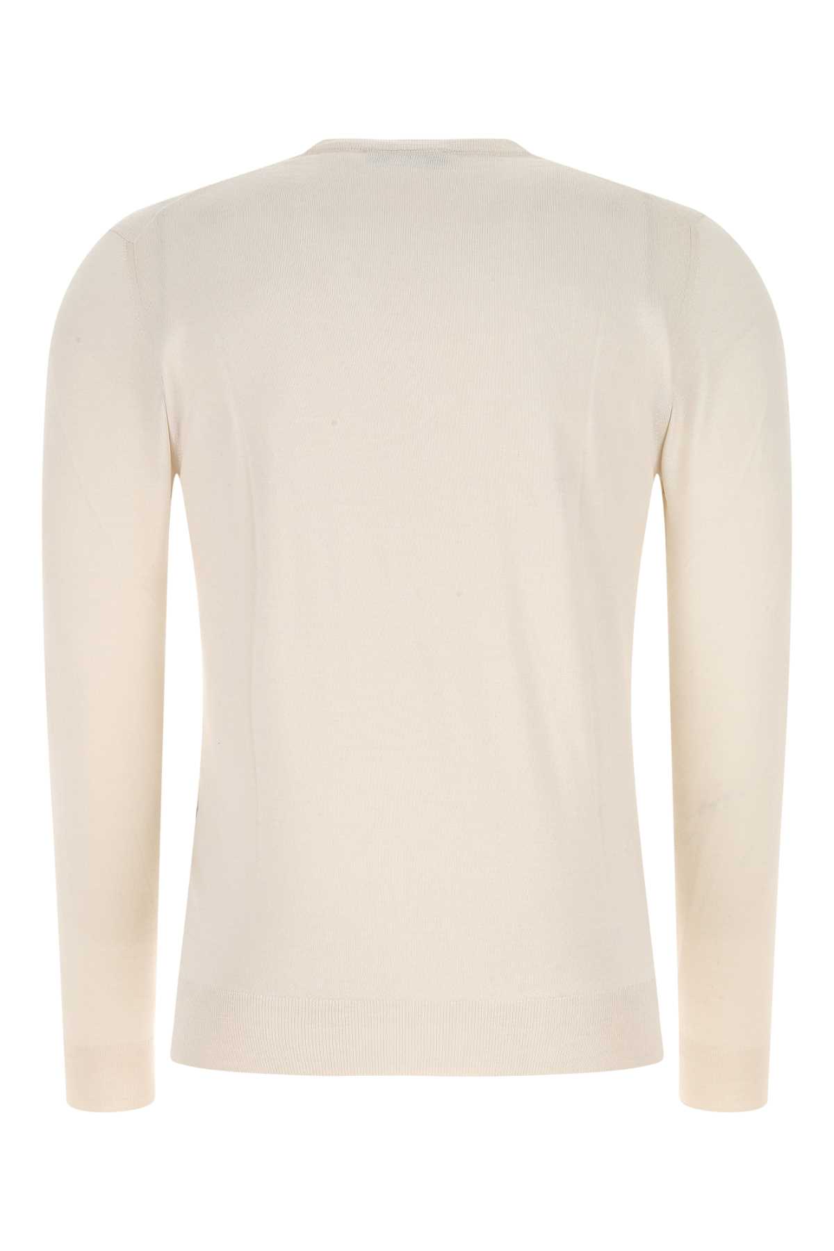 Fedeli Ivory Cashmere Blend Sweater In 40