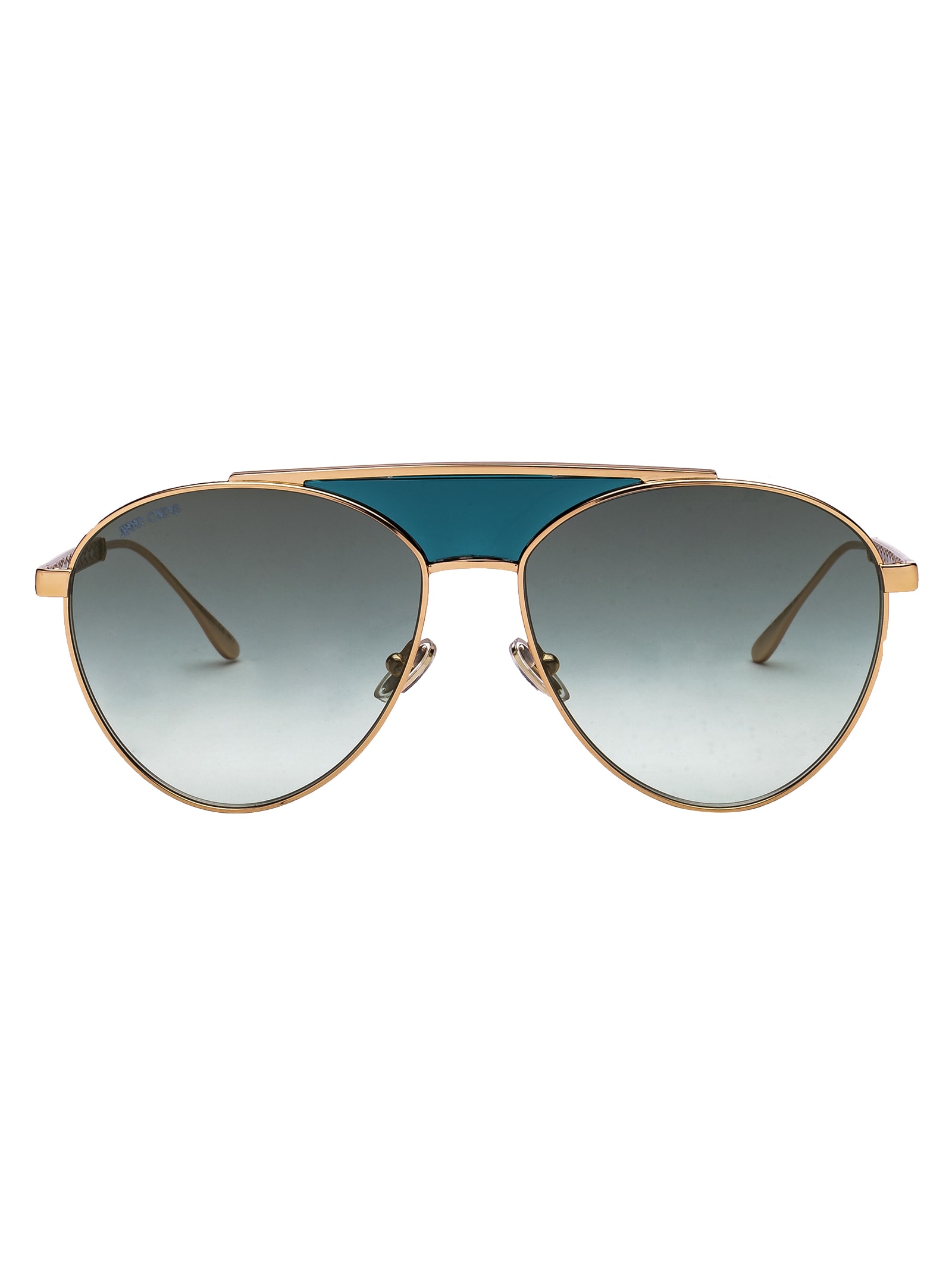 Jimmy Choo Pilot-frame Sunglasses In Pefez Gold Green