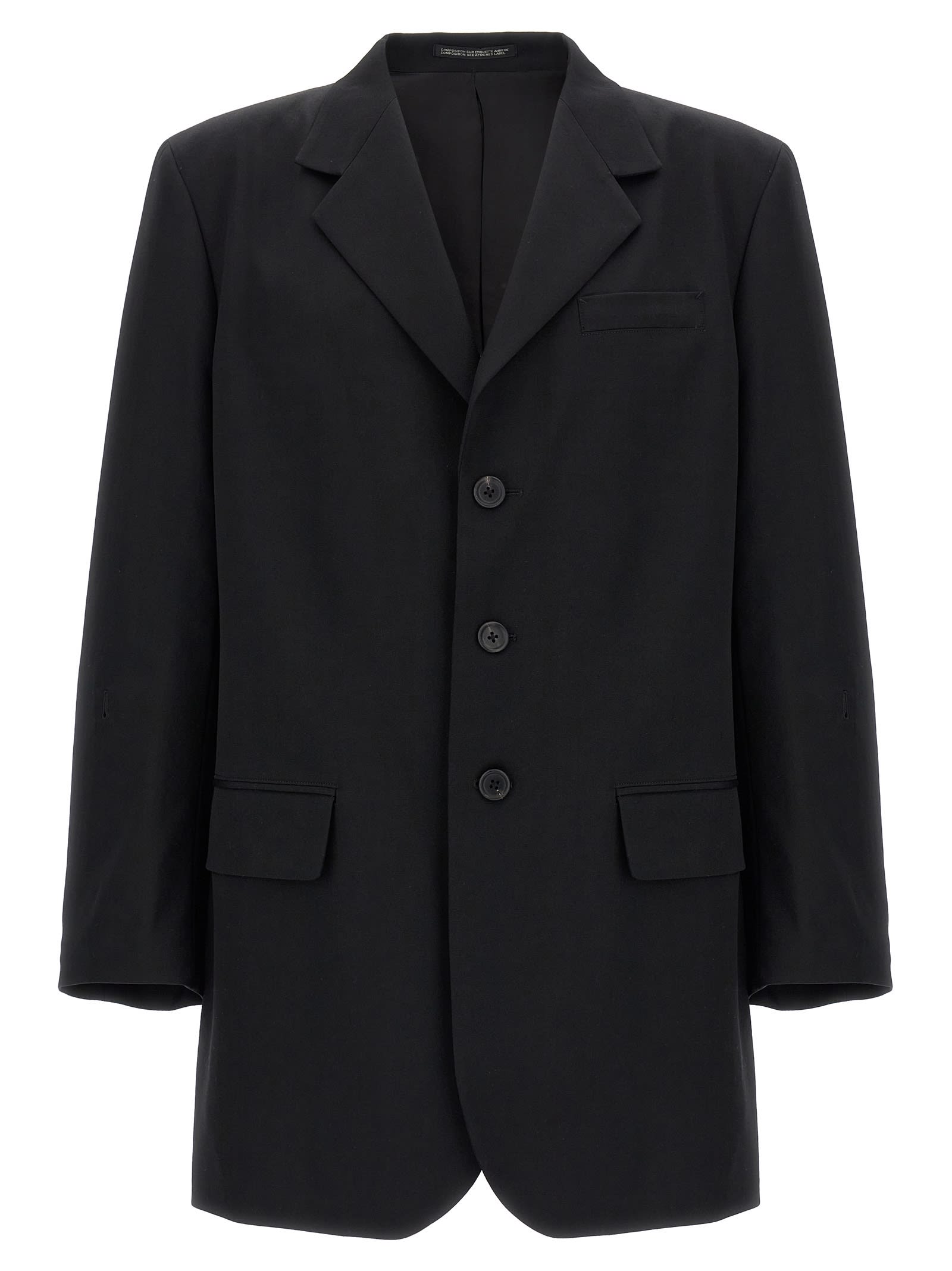 Yohji Yamamoto Single-breasted Blazer With Back Opening In Black