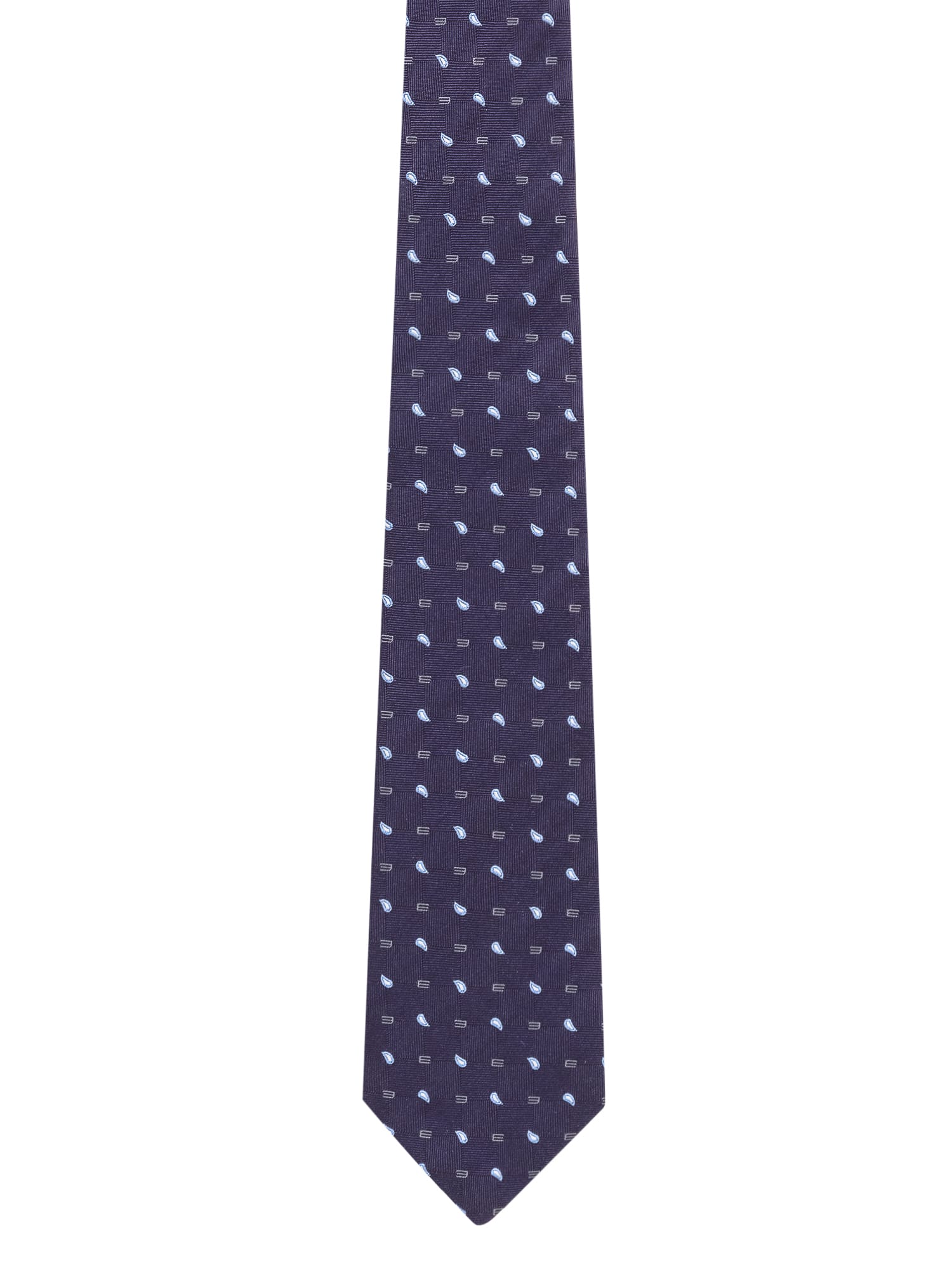 Etro Blue Checked Jacquard Silk Tie In Var.multicolor Fdo Blu