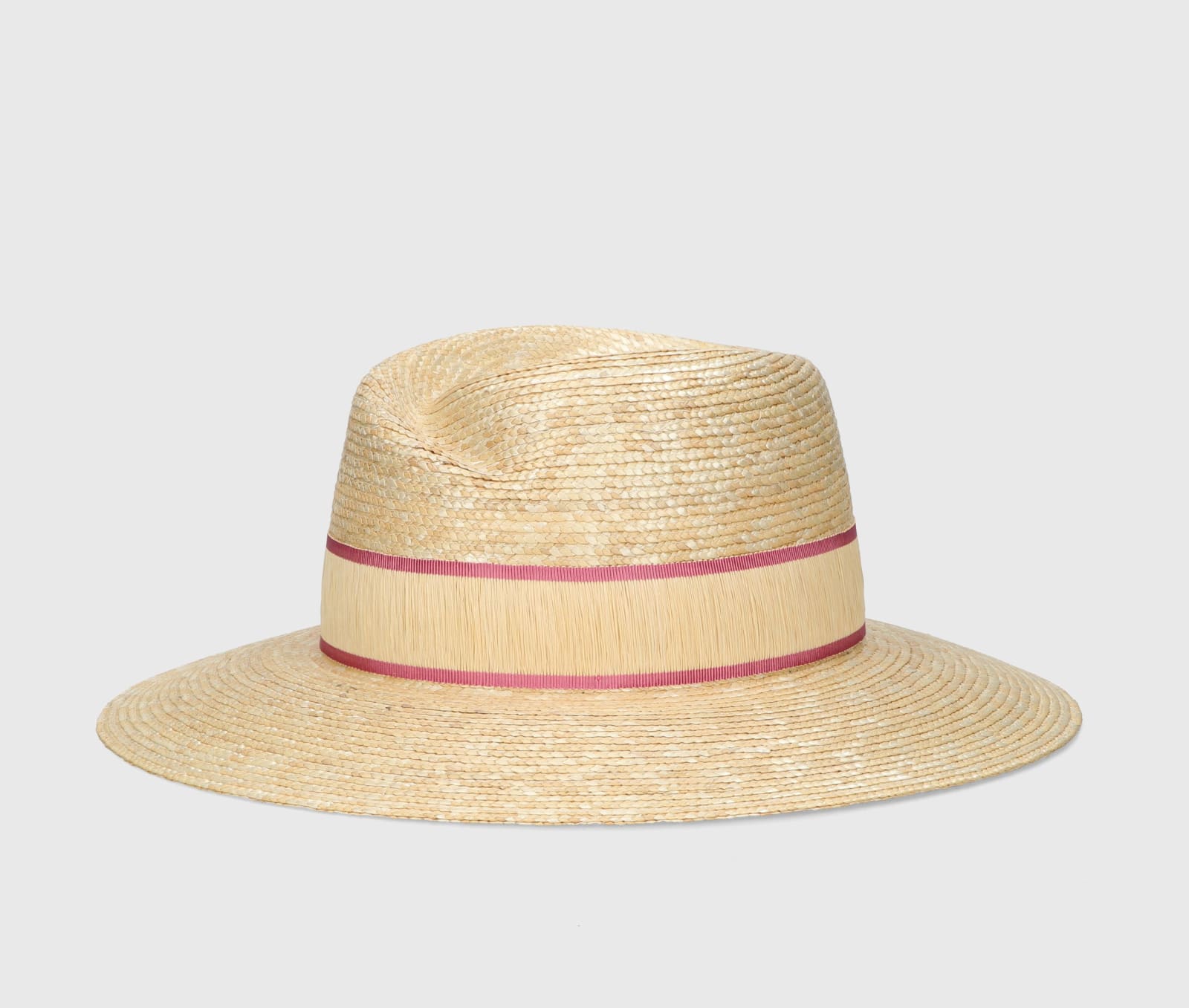 Shop Borsalino Romy Braided Straw In Natural, Natural/pink Hat Band