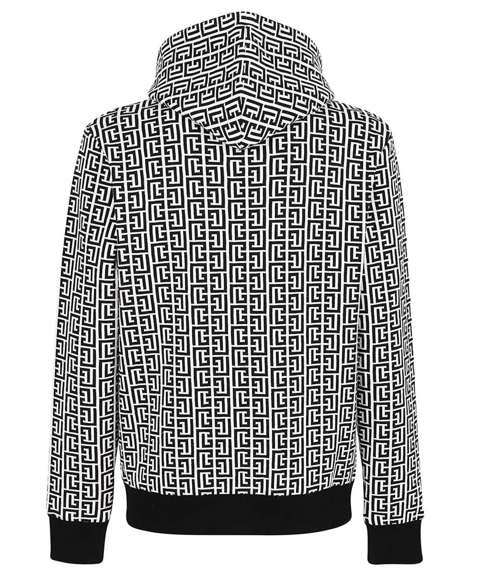 Shop Balmain Knitted Full-zip Sweatshirt In White