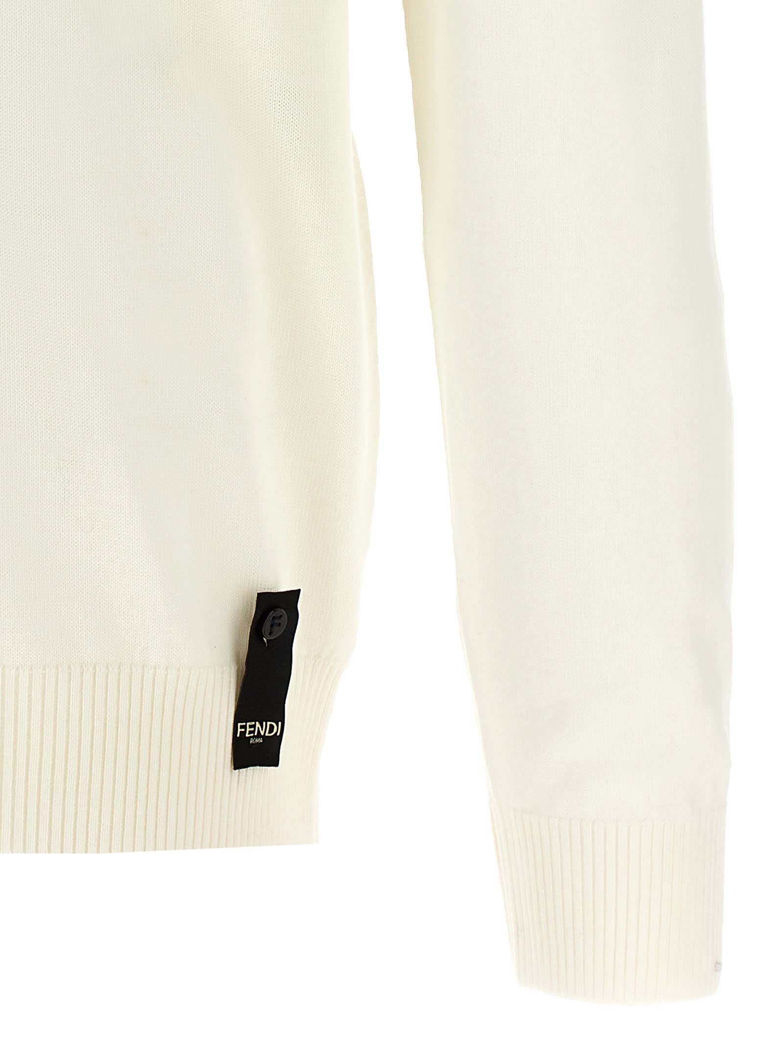 Fendi White Virgin Wool Sweater In Bianco