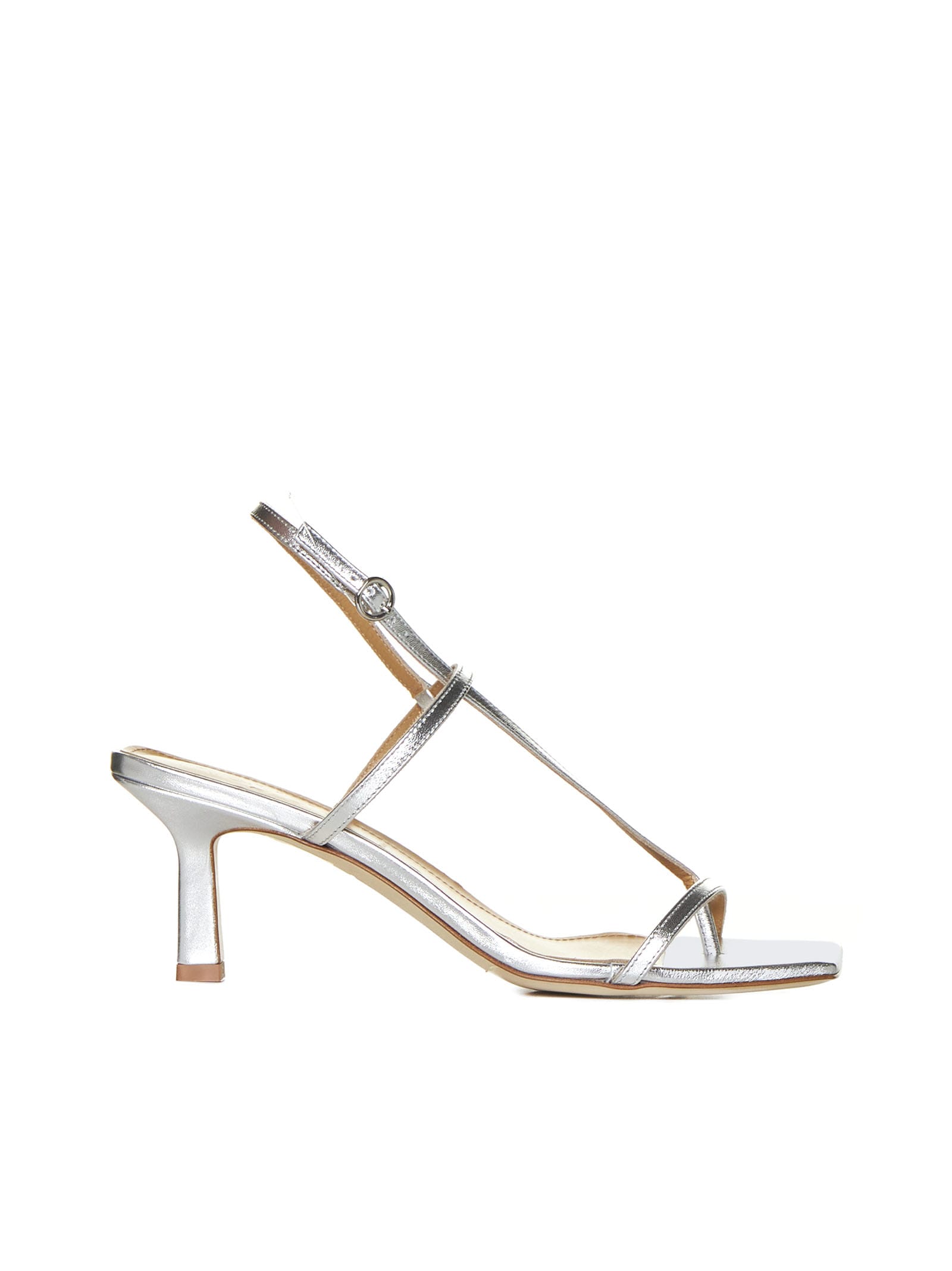Shop Aeyde Sandals In Laminated Silver