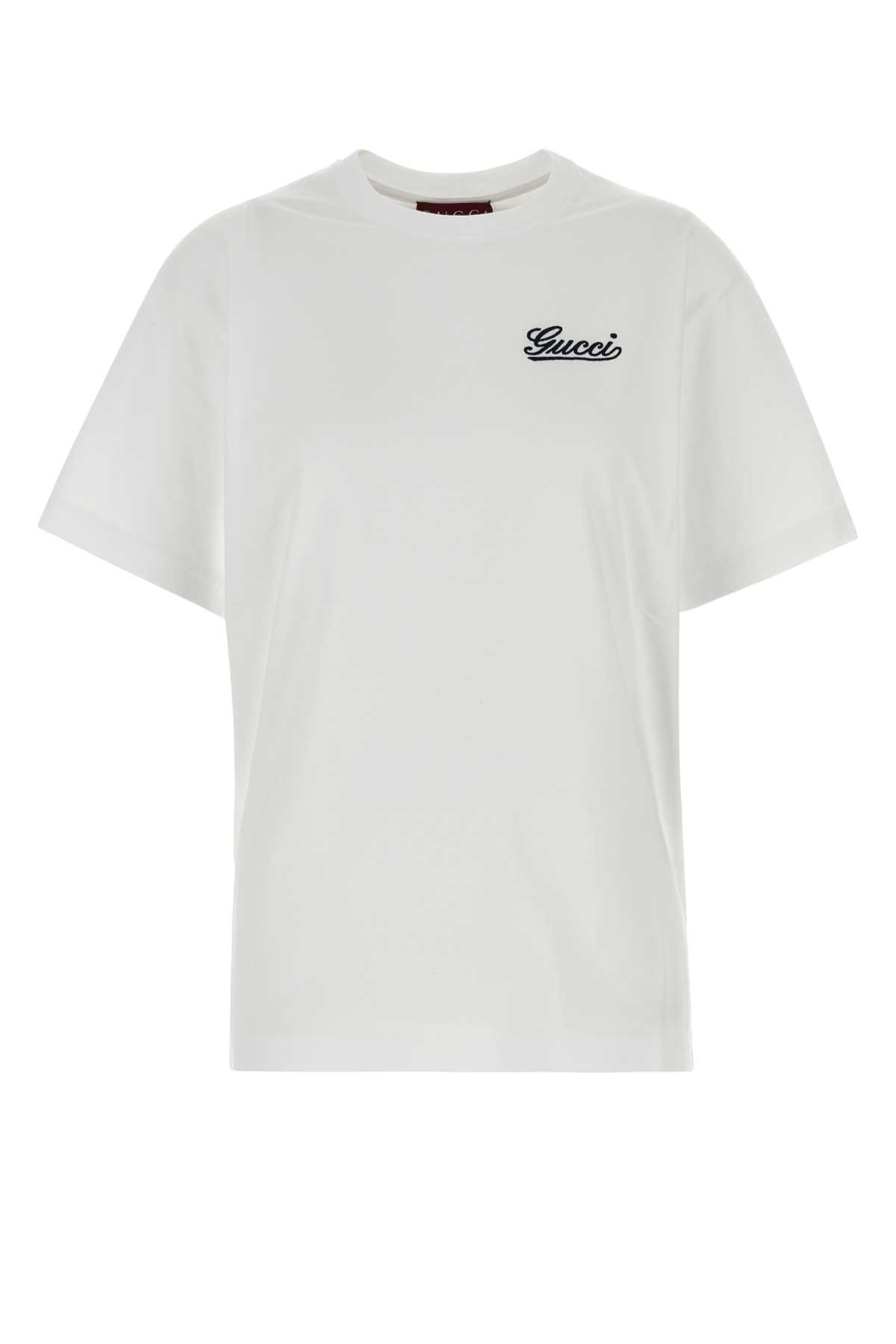 Shop Gucci White Cotton T-shirt In Offwhitemix