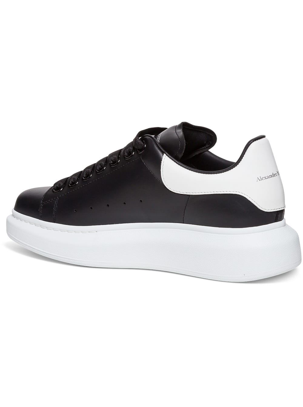 Shop Alexander Mcqueen Oversize Black And White Leather Sneakers Man