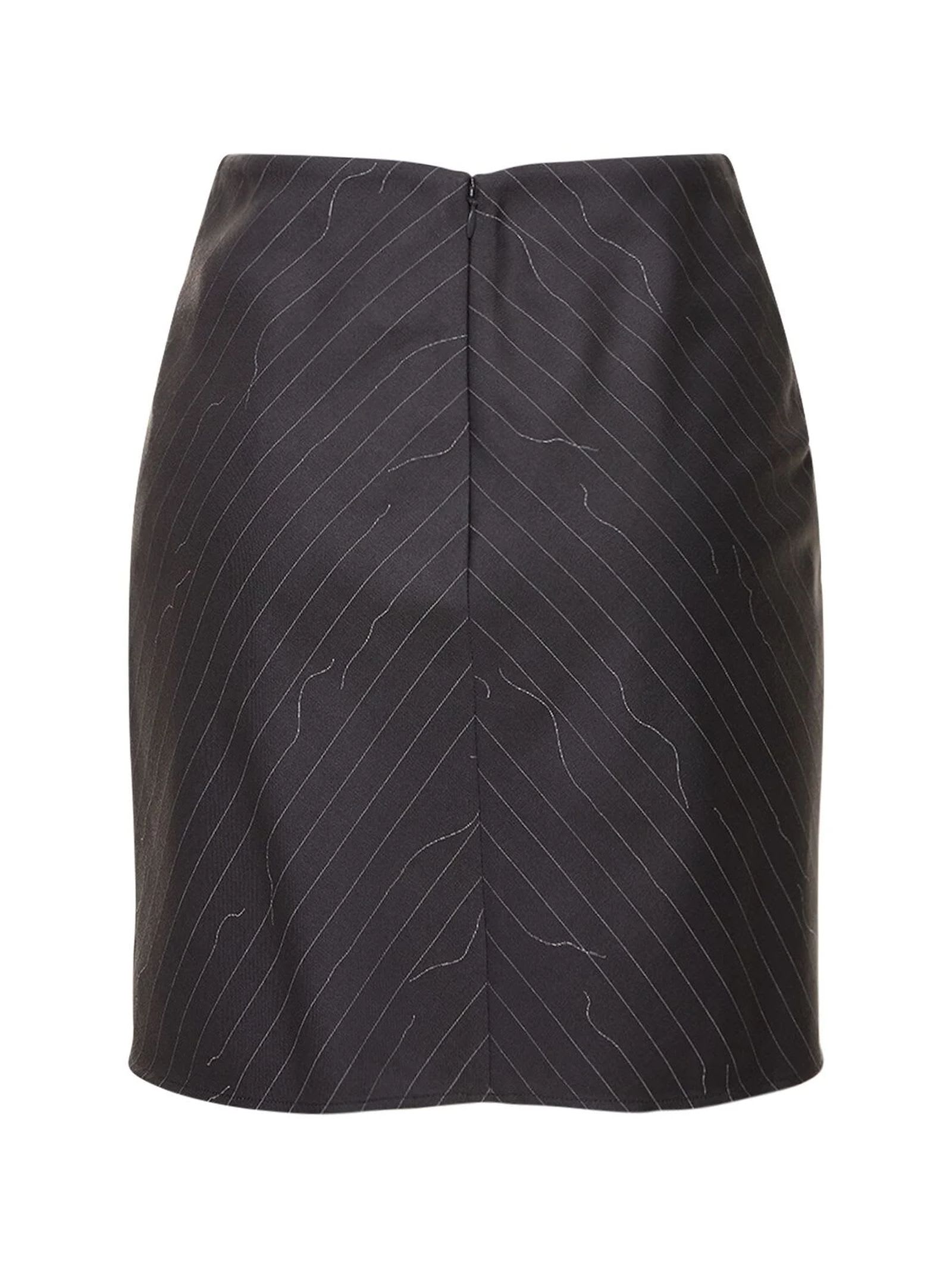 Shop Off-white Dark Grey Pinstripe Draped Miniskirt