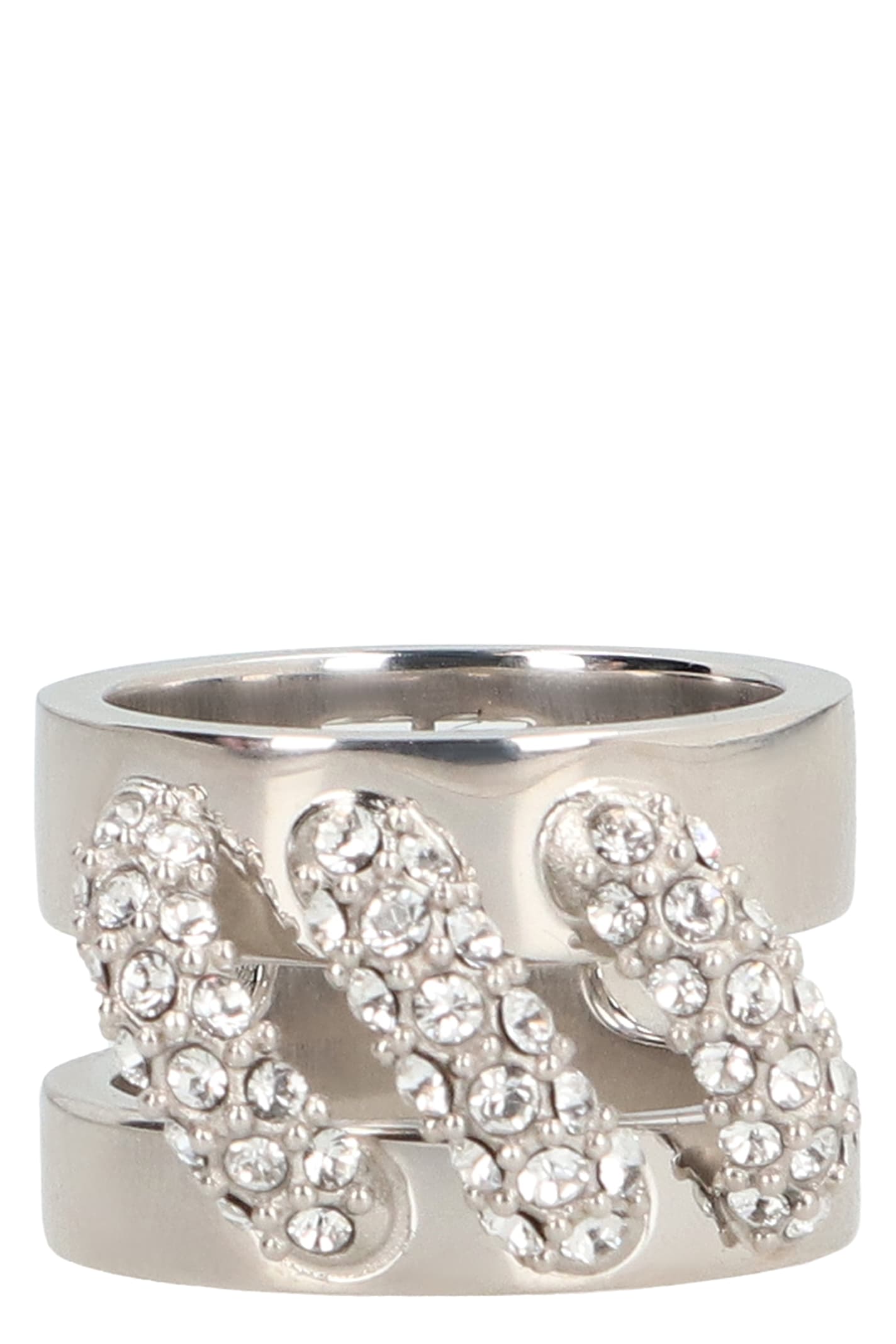 Givenchy Stitch Crystal Ring In Black