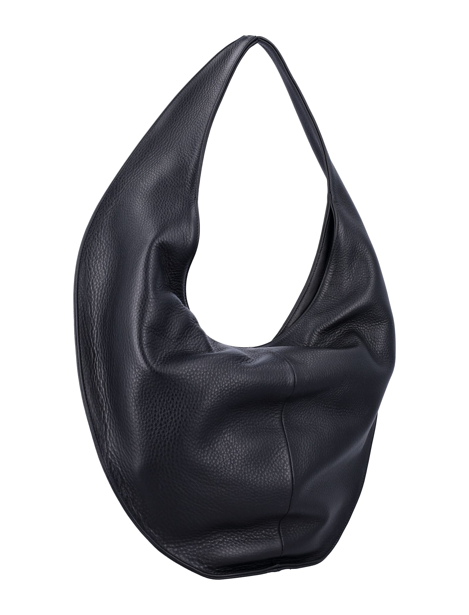 Maeden Rounded Nappa Leather Tote In Black
