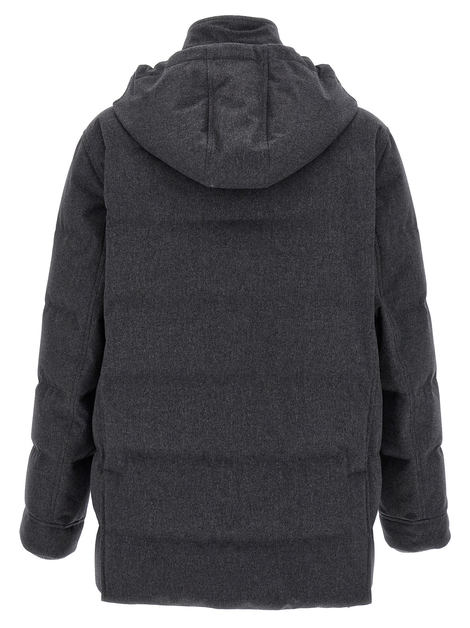 Brunello Cucinelli Long Sleeve Cotton Coat In Gray