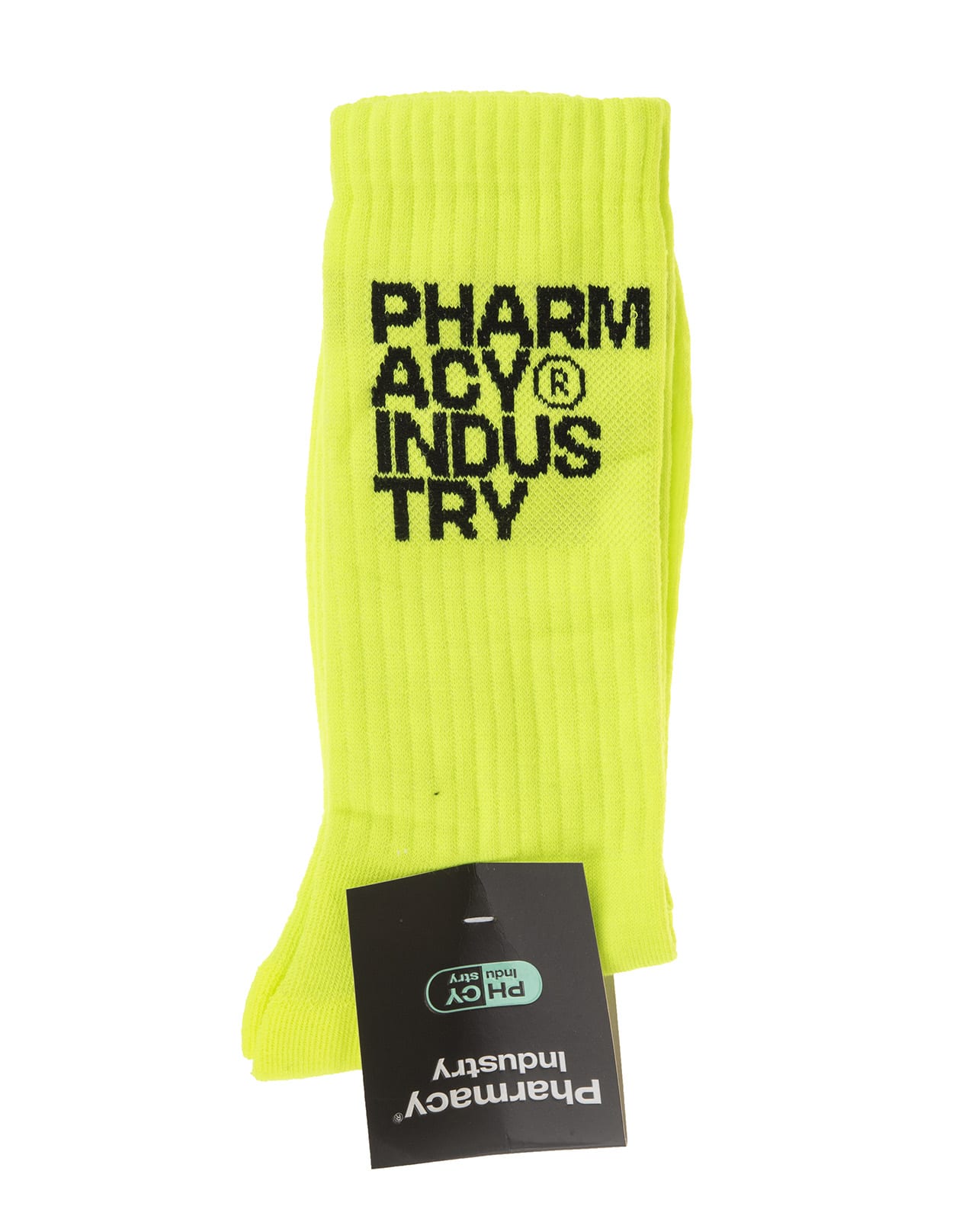 Pharmacy Industry Man Fluo Yellow Socks With Black Logo