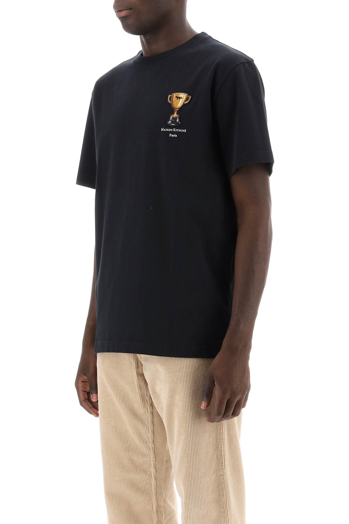 Shop Maison Kitsuné T-shirt With Trophy Embroidery In Black (black)