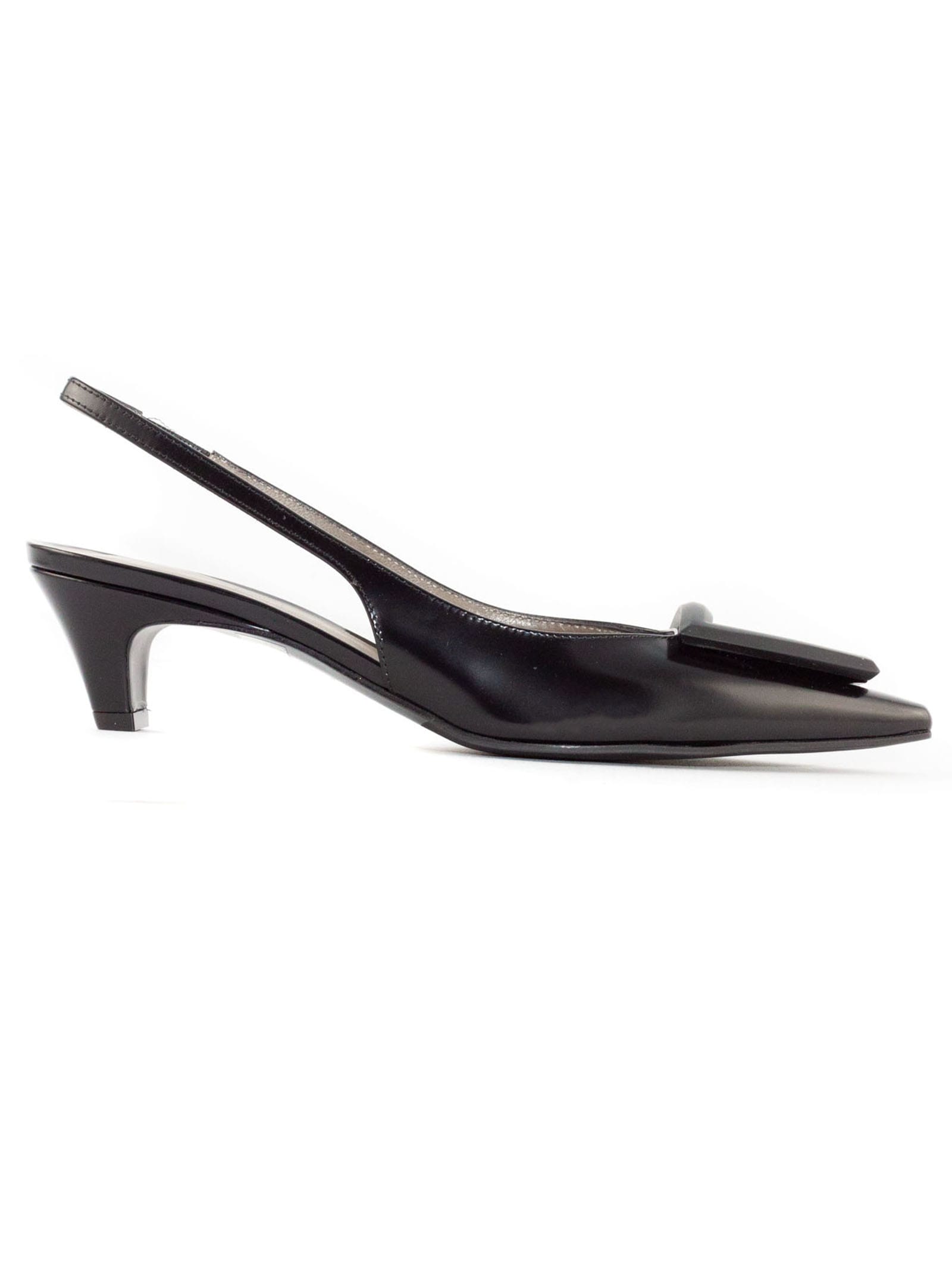 Roberto Festa Dorien Black Shiny Leather Slingback