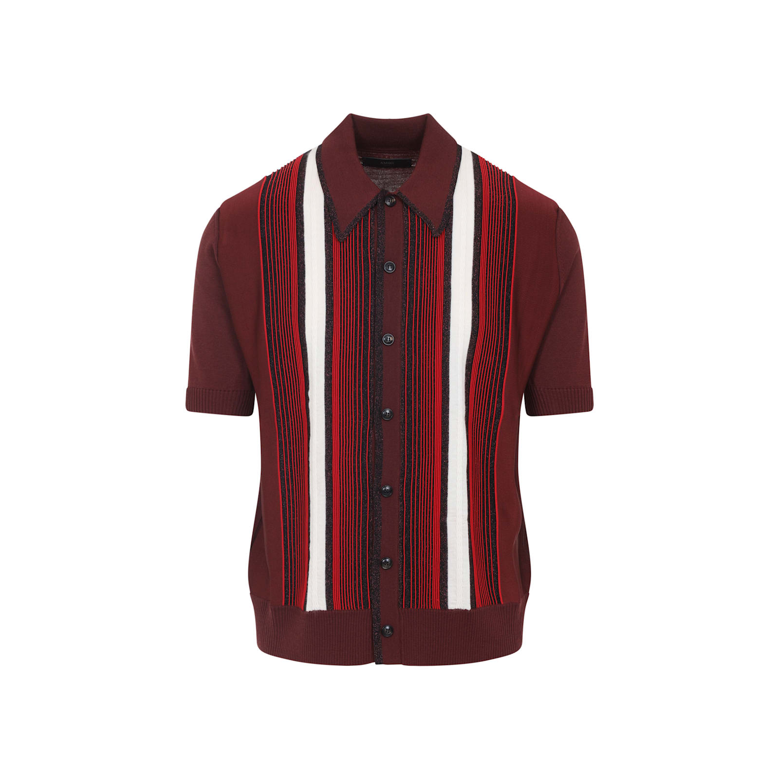 Amiri Striped Shirt With Embellishments And Short Sleeves In Red