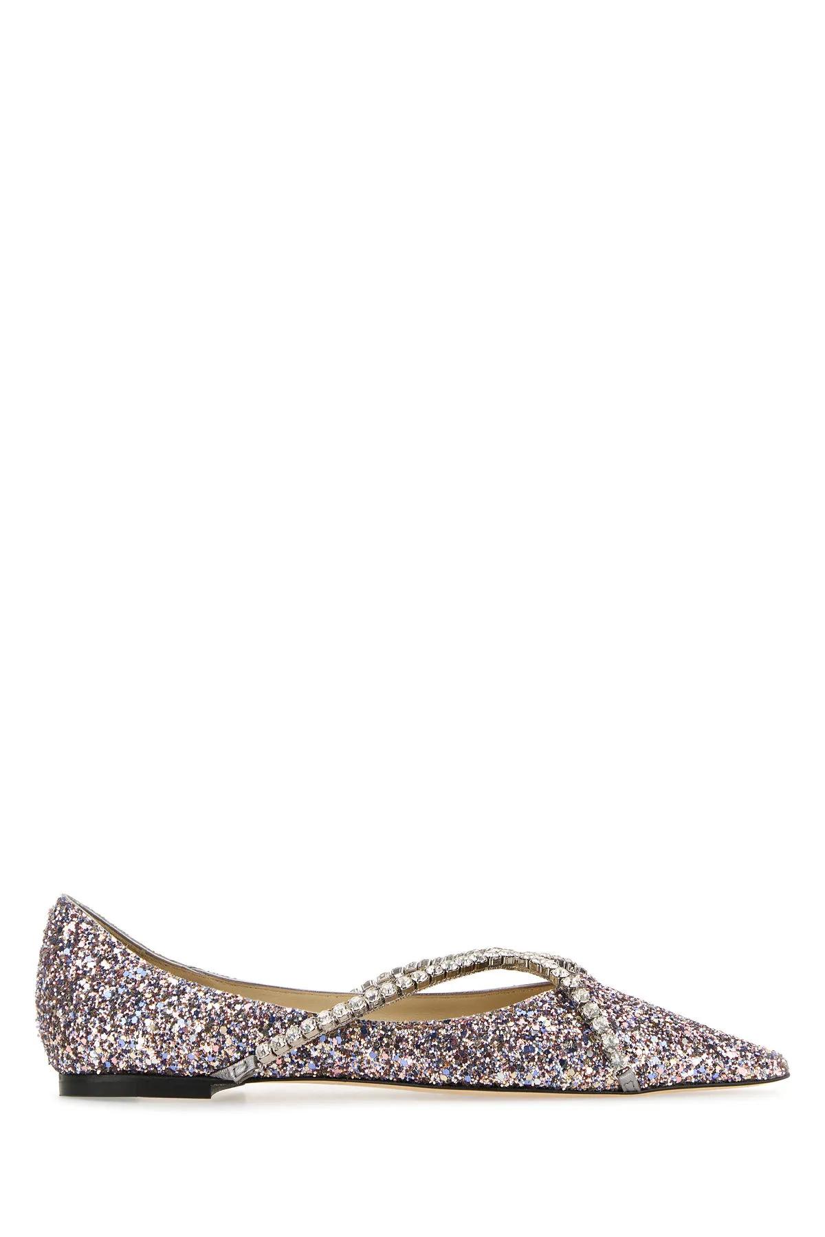 Shop Jimmy Choo Embellished Leather Genevi Ballerinas In Multicolor