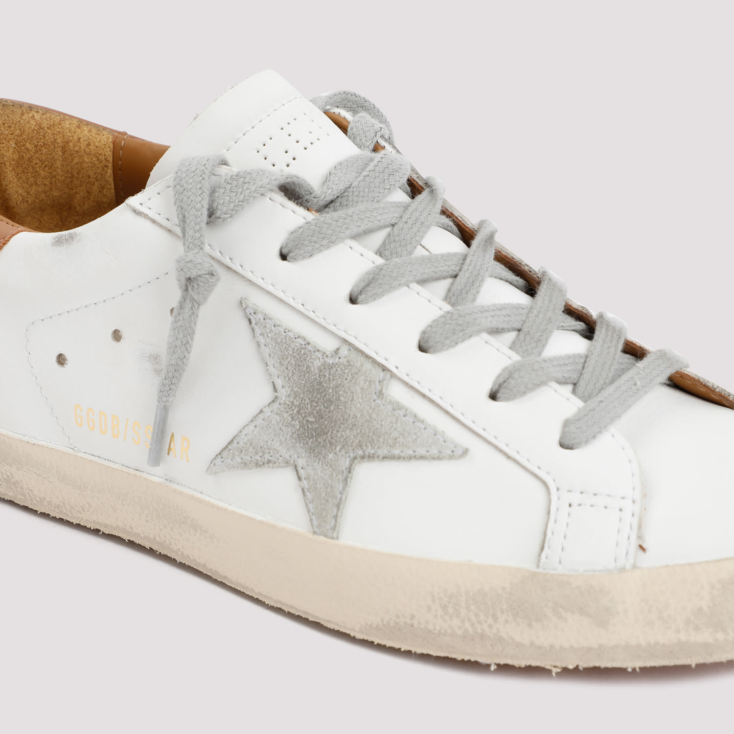 Golden Goose Super-star Sneakers In Nappa Leather With Suede Star And Light Brown Heel Tab Shoes In White