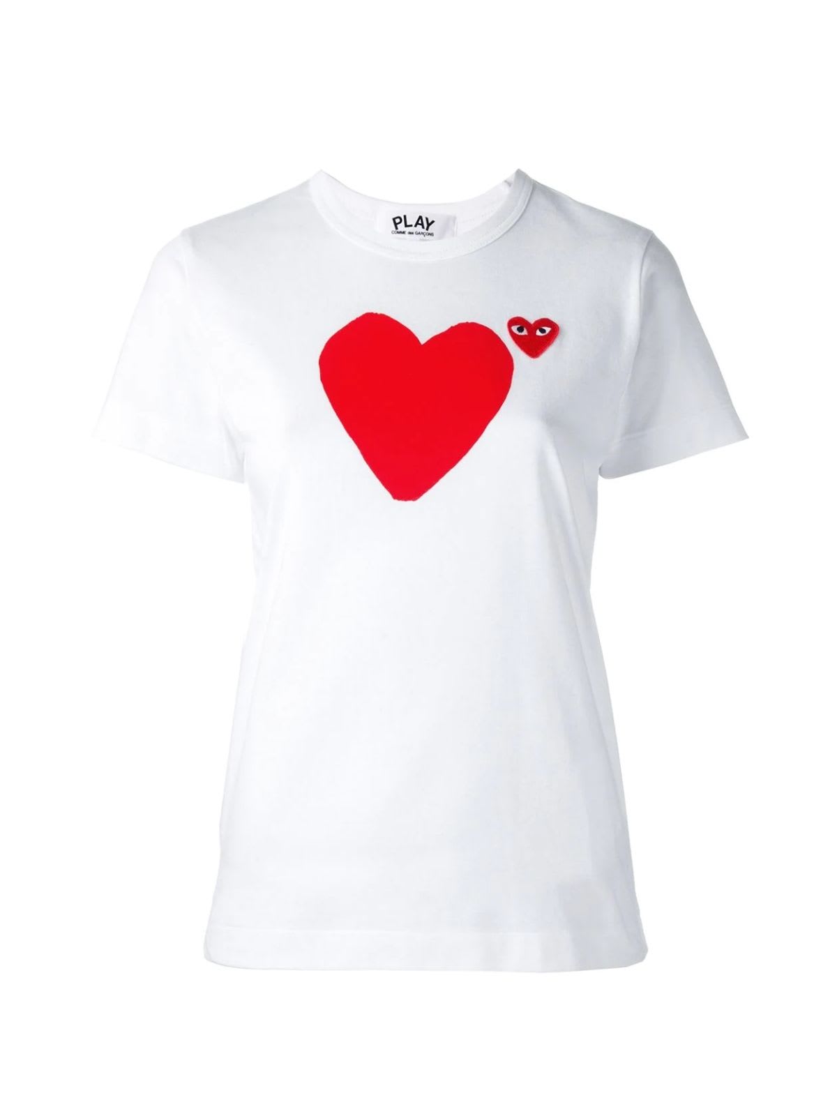 Comme des Garçons Play Play T-shirt W/heart In Front And Behind