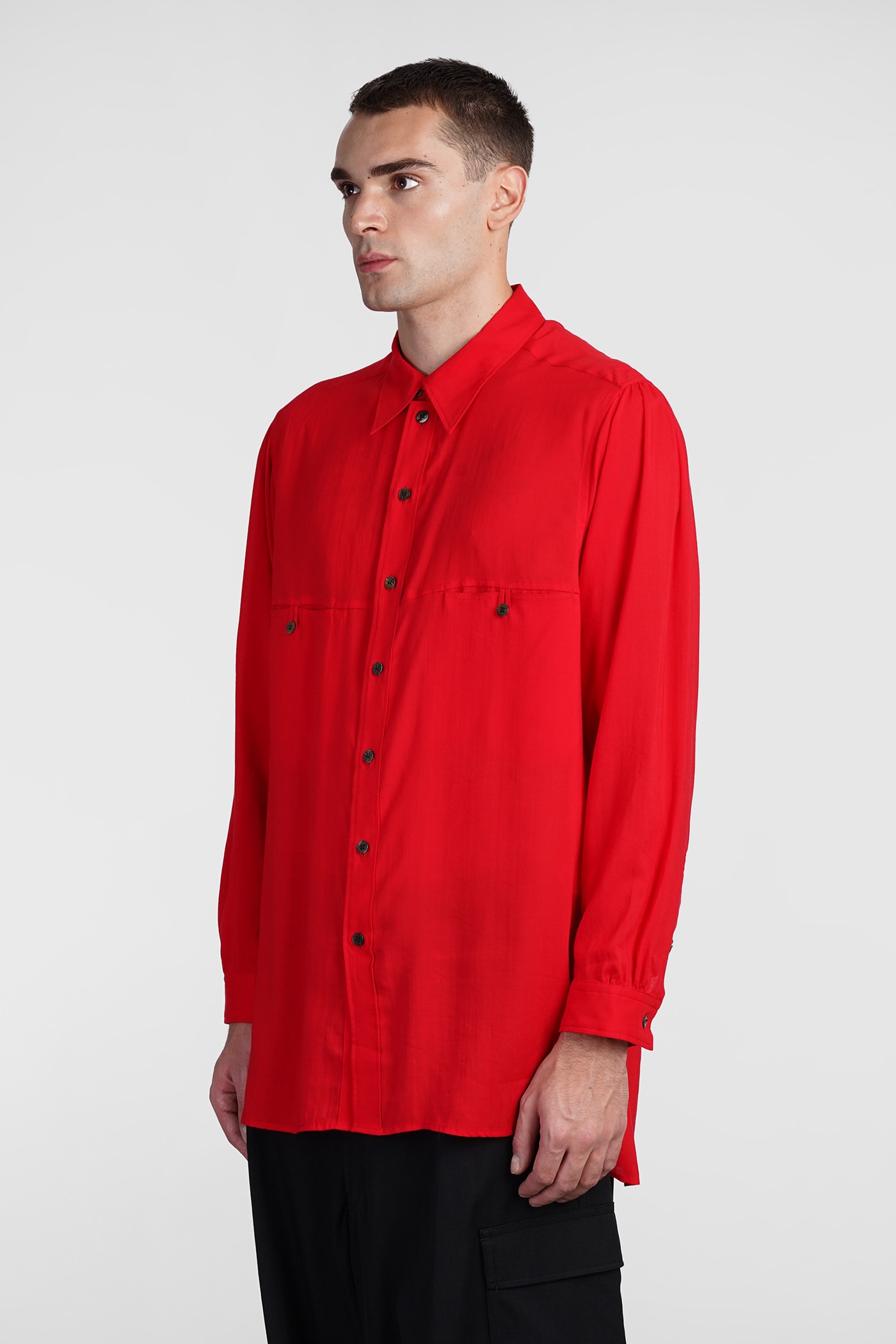 Shop Yohji Yamamoto Shirt In Red Cellulose