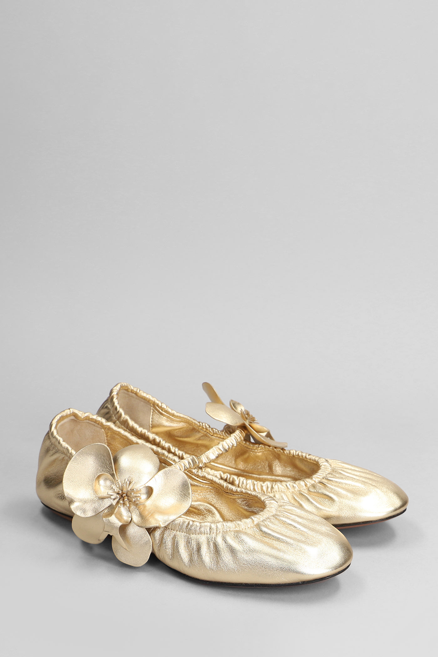 Shop Zimmermann Ballet Flats In Gold Leather In Golden