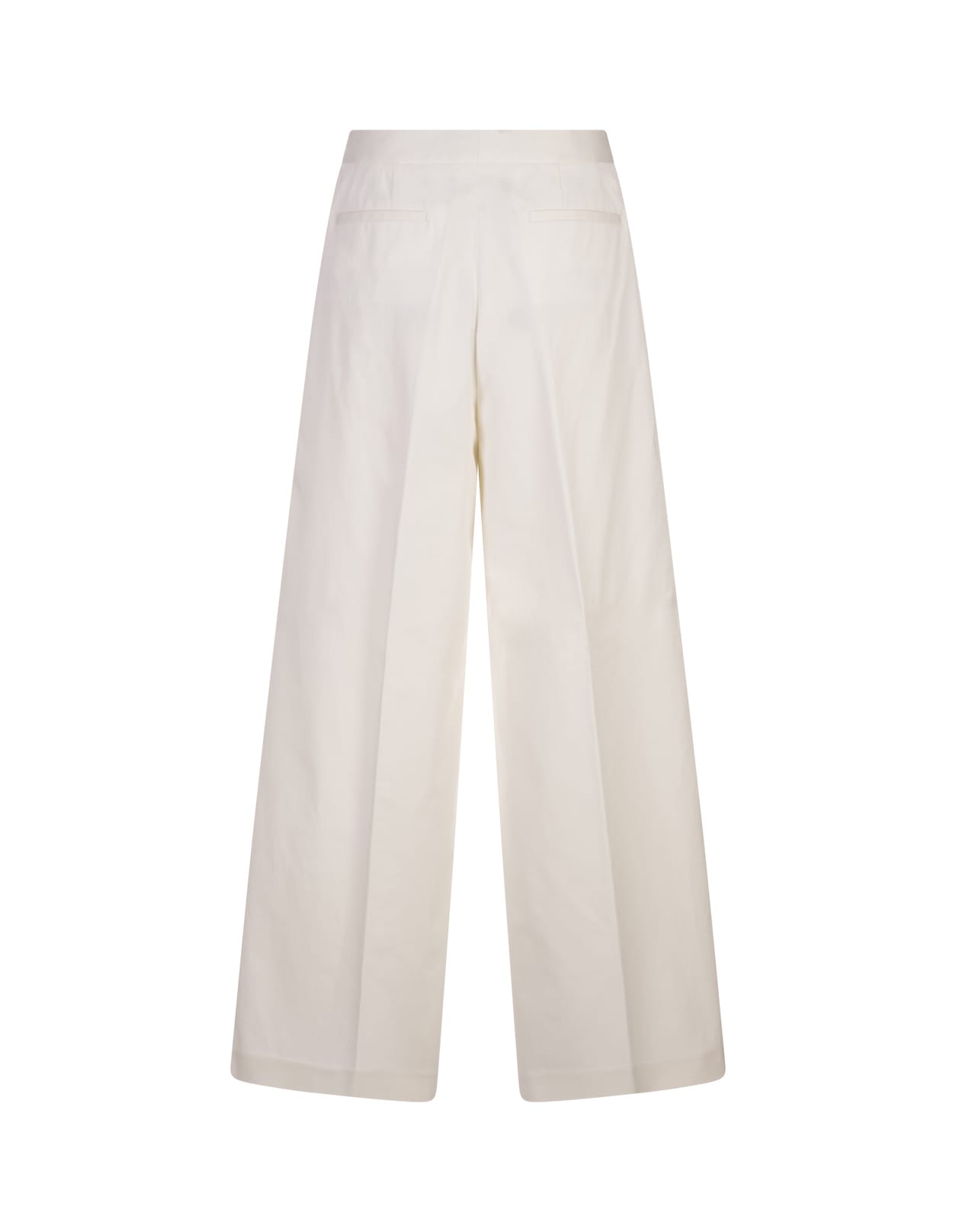 Shop Fabiana Filippi Wide White Gabardine Trousers