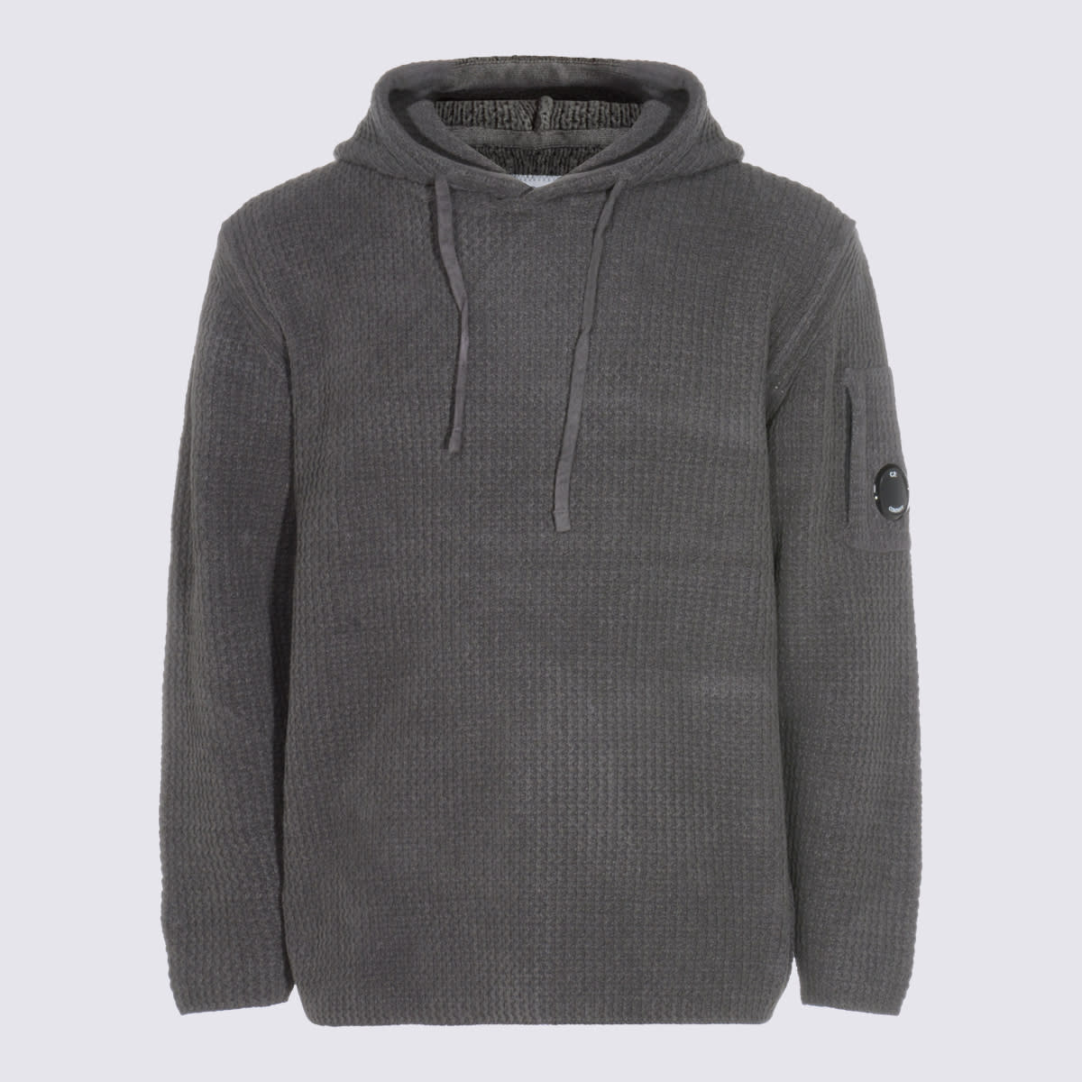 C.p. Company Hooded Crewneck Sweater Arm Patch Detail In Gold