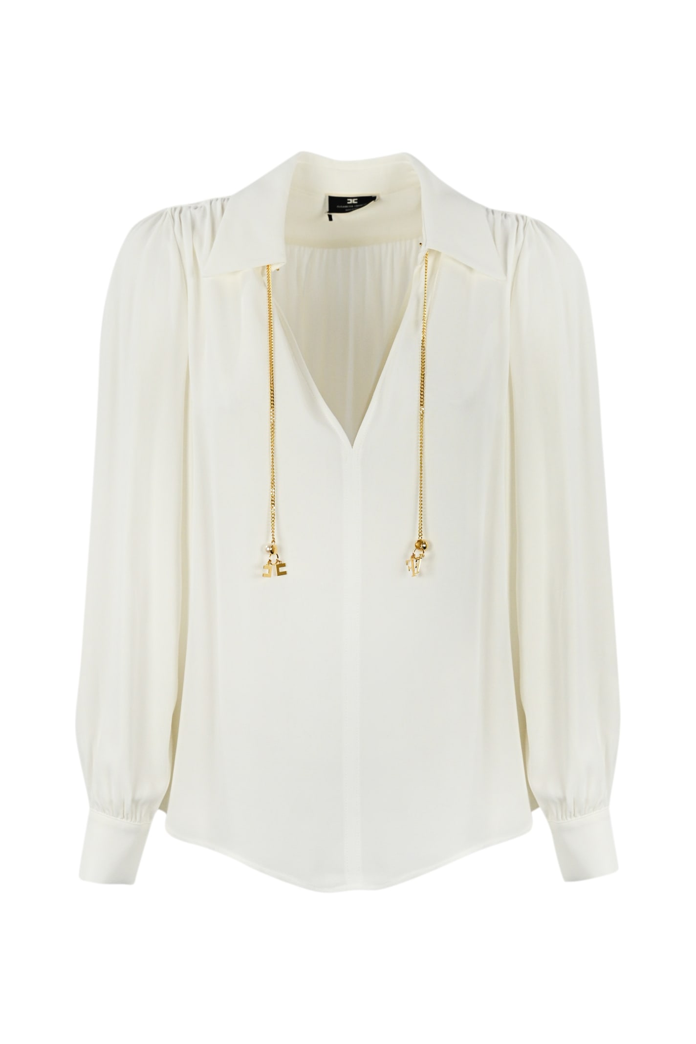 ELISABETTA FRANCHI VISCOSE GEORGETTE SHIRT WITH PENDANTS