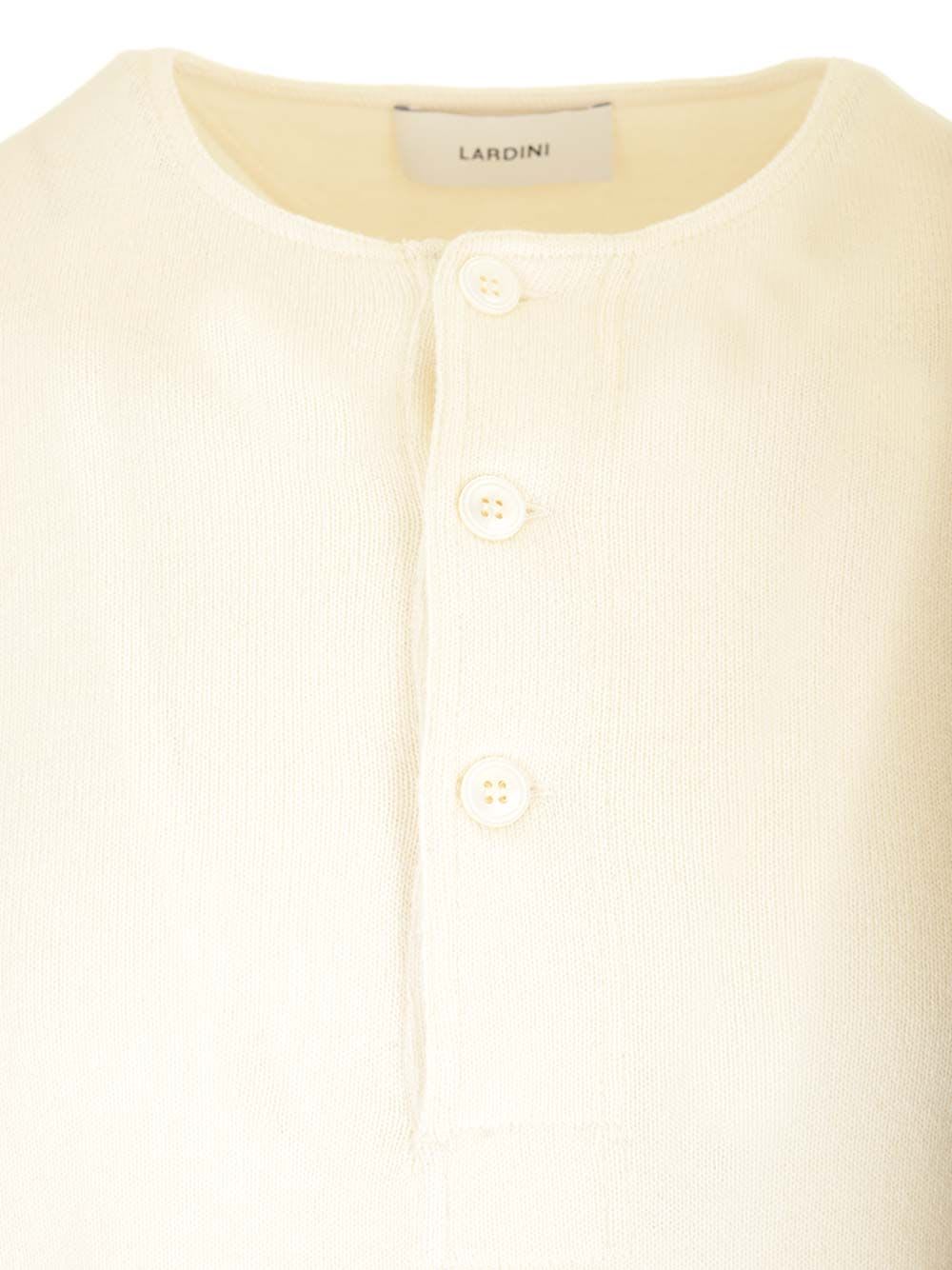 Shop Lardini Cashmere Henley Sweater In White