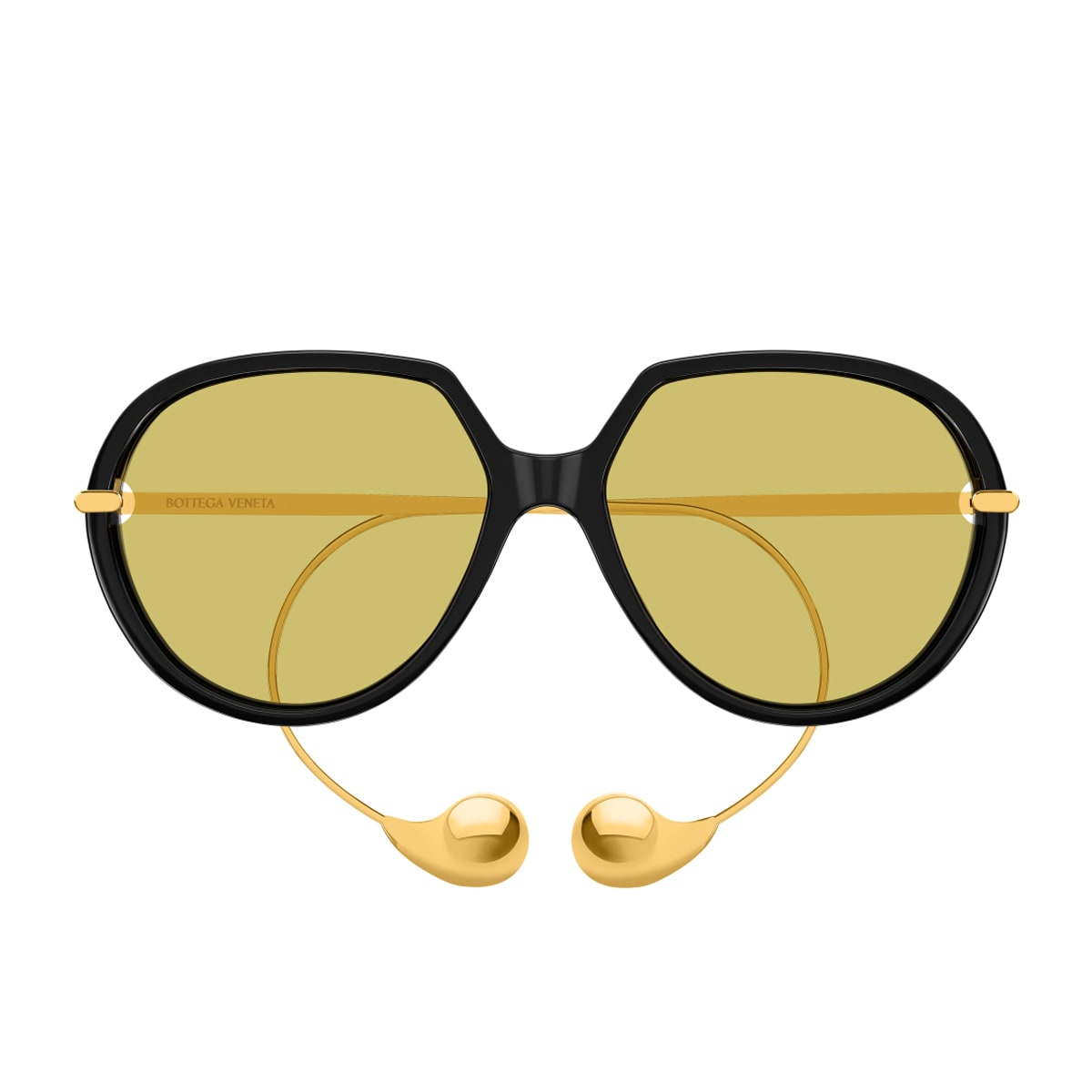 Bottega Veneta Bv1436s Linea Unapologetic 001 Black Gold Yellow Sunglasses In Multi